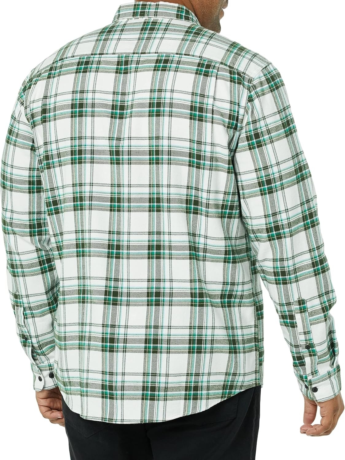 image:imageAmazon Essentials Mens Regular Fit LongSleeve Flannel Shirt Soft Brushed Cotton Lightweight yet WarmWhite Plaid