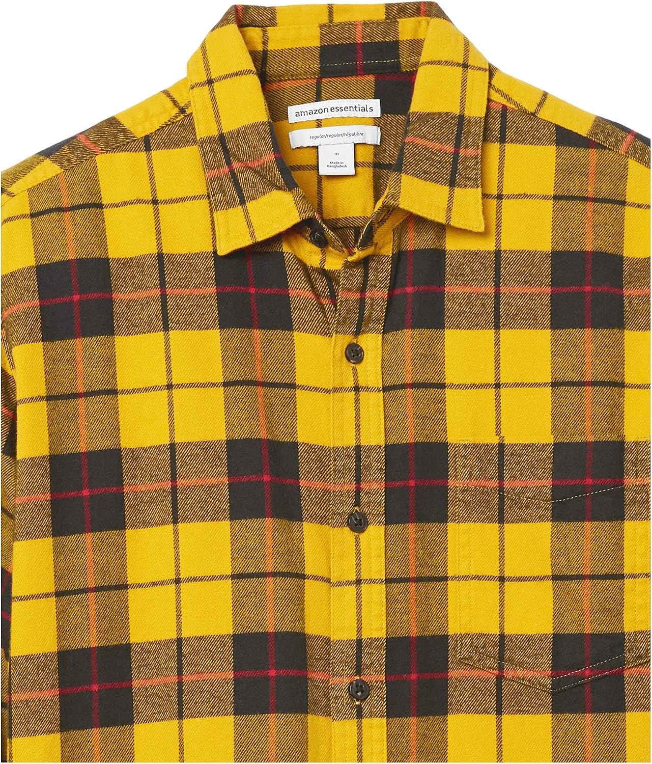 image:imageAmazon Essentials Mens Regular Fit LongSleeve Flannel Shirt Soft Brushed Cotton Lightweight yet WarmYellow Plaid