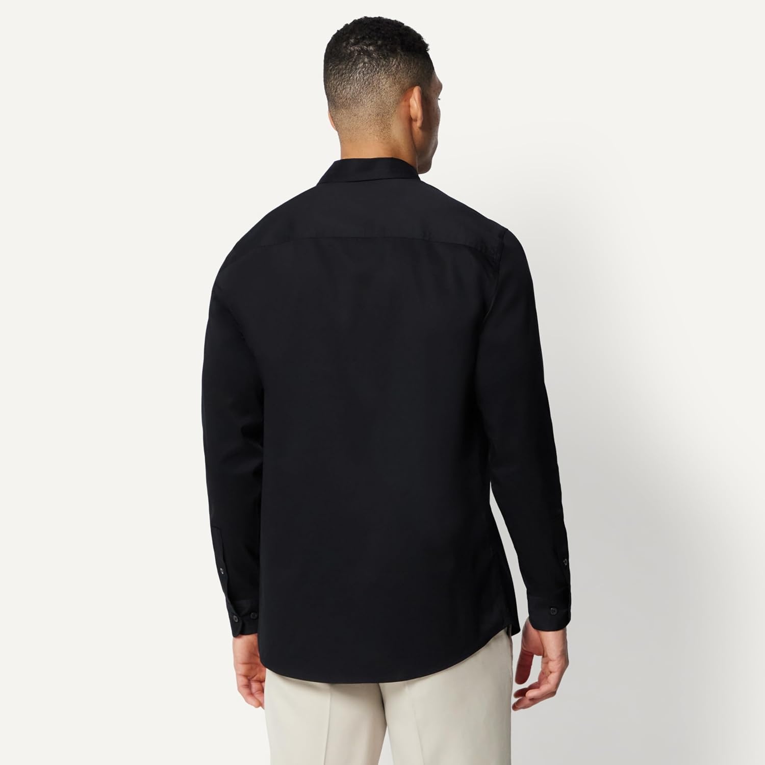 image:imageAmazon Essentials Mens Regular Fit Stretch Wrinkle Free Spread Collar Dress ShirtBlack