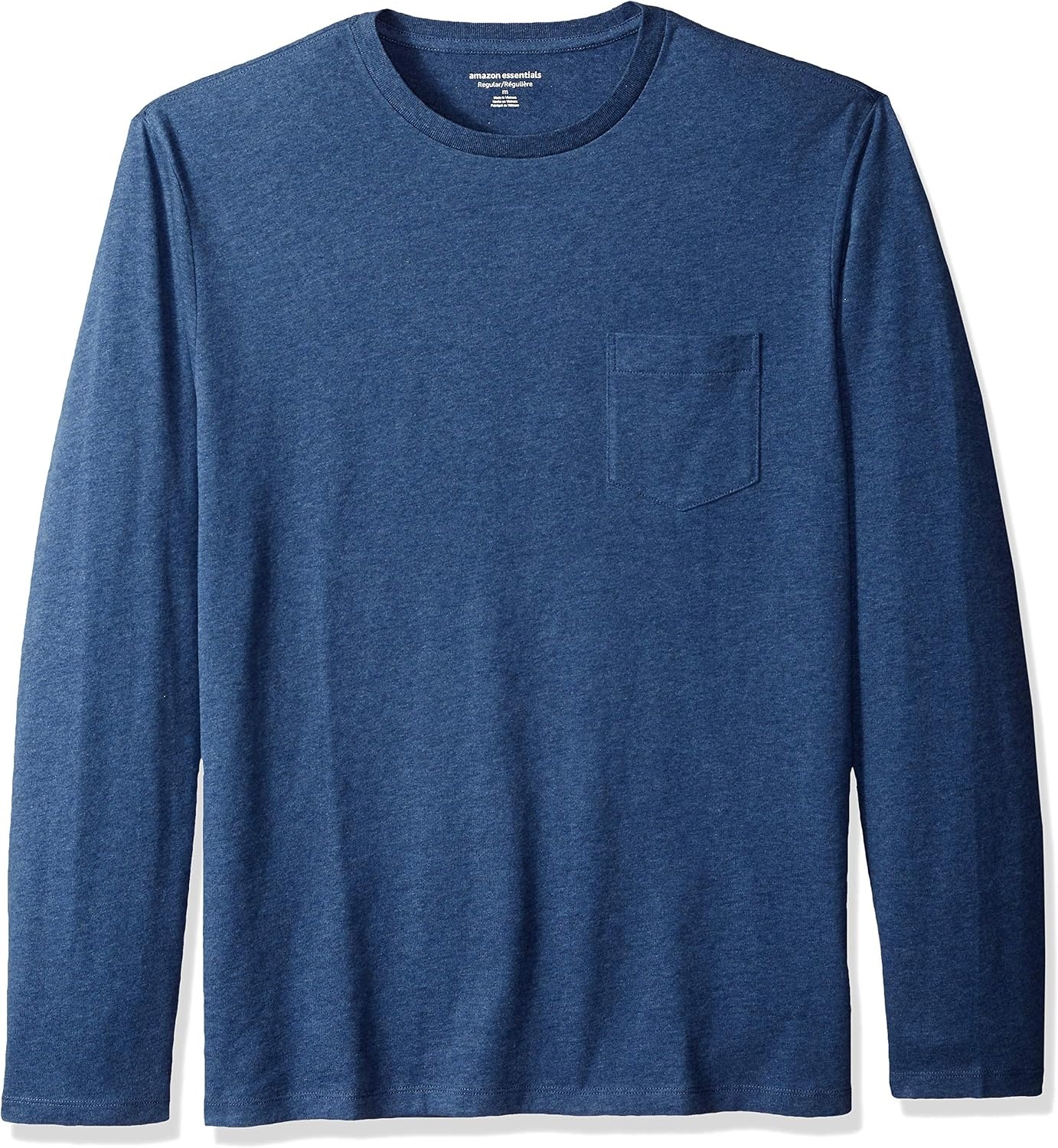 image:imageAmazon Essentials Mens RegularFit Crewneck LongSleeve TShirt Casual Cotton JerseyBlue Heather