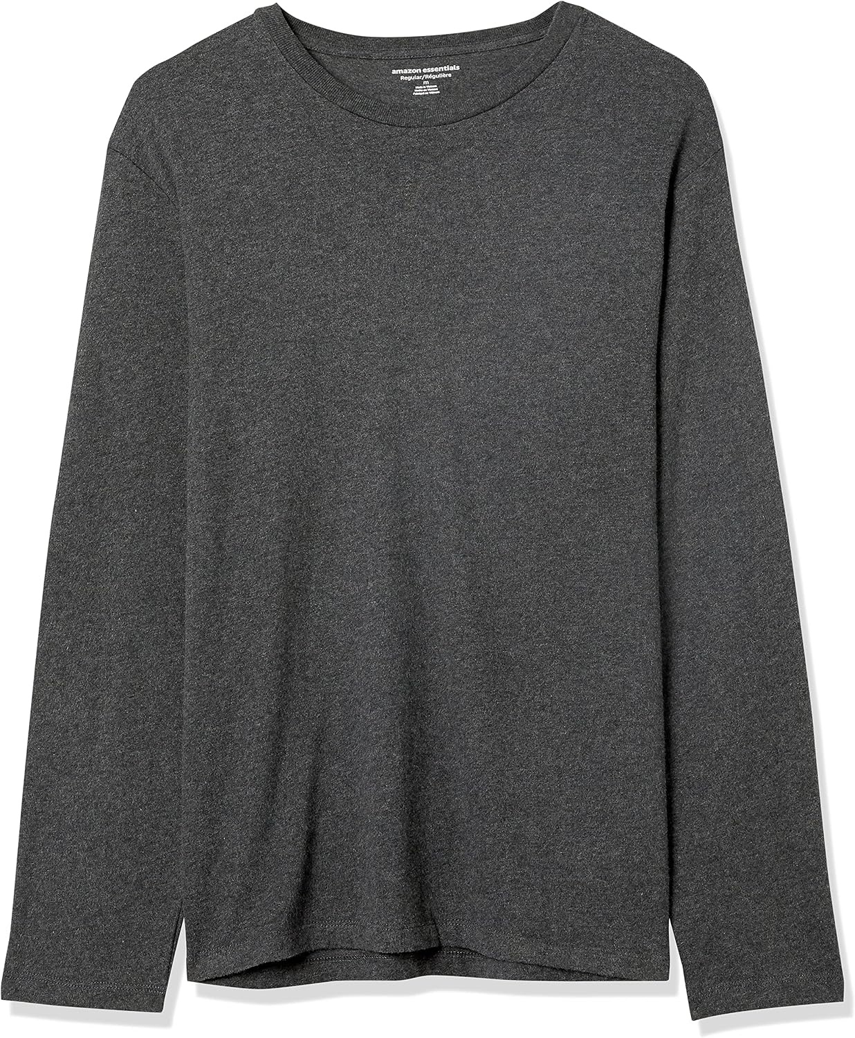 image:imageAmazon Essentials Mens RegularFit Crewneck LongSleeve TShirt Casual Cotton JerseyCharcoal Heather