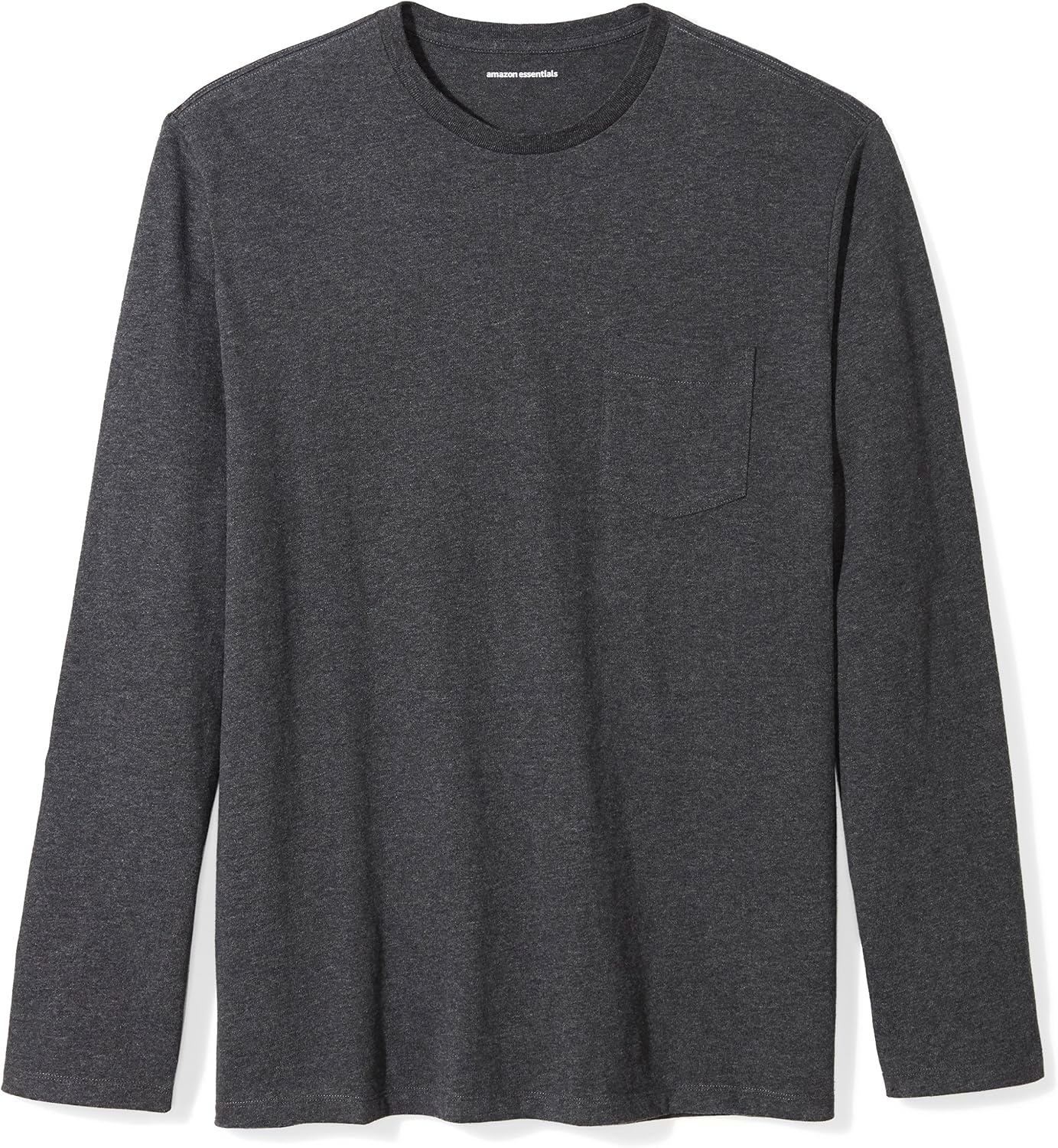 image:imageAmazon Essentials Mens RegularFit Crewneck LongSleeve TShirt Casual Cotton JerseyCharcoal Heather
