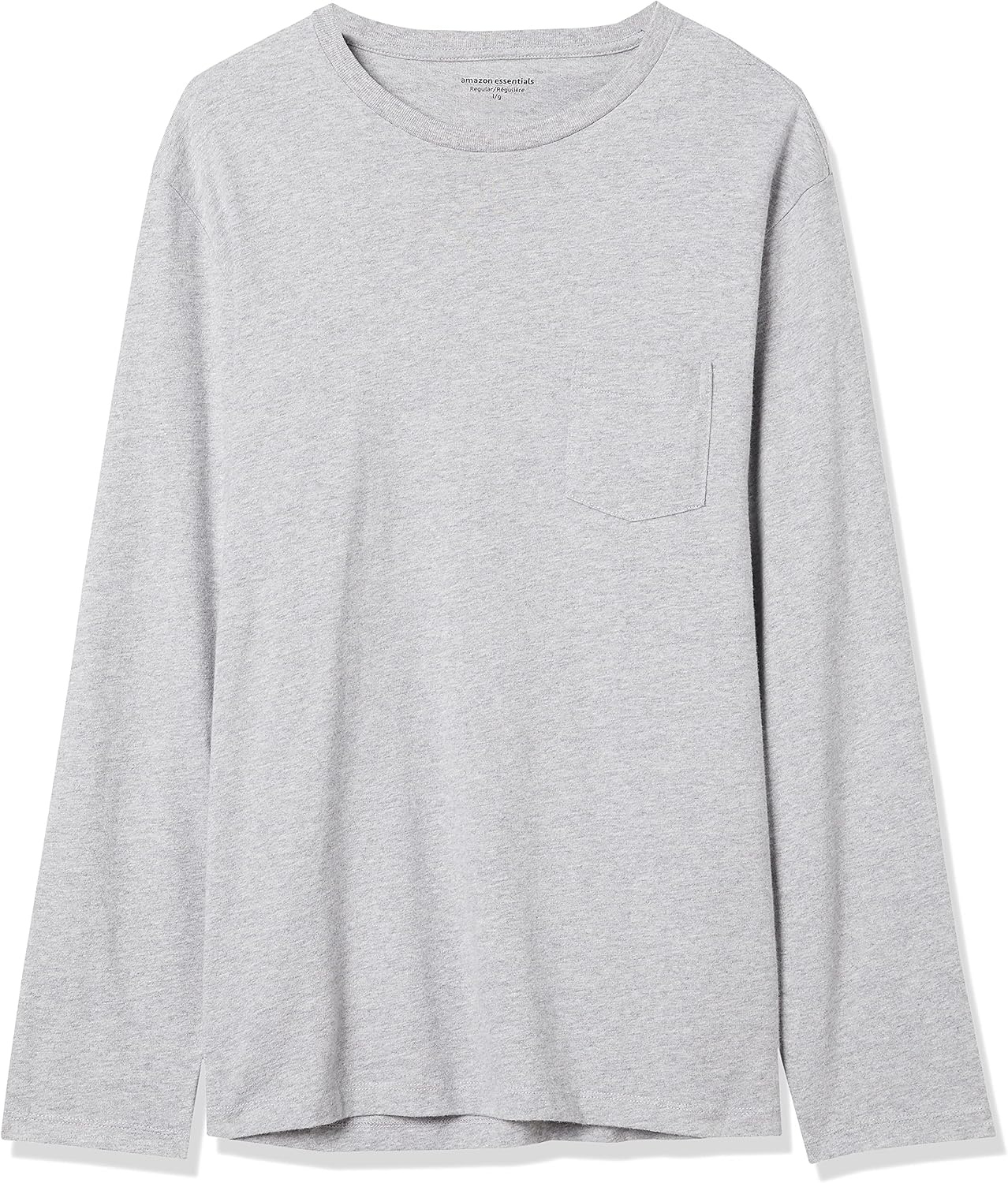 image:imageAmazon Essentials Mens RegularFit Crewneck LongSleeve TShirt Casual Cotton JerseyLight Grey Heather
