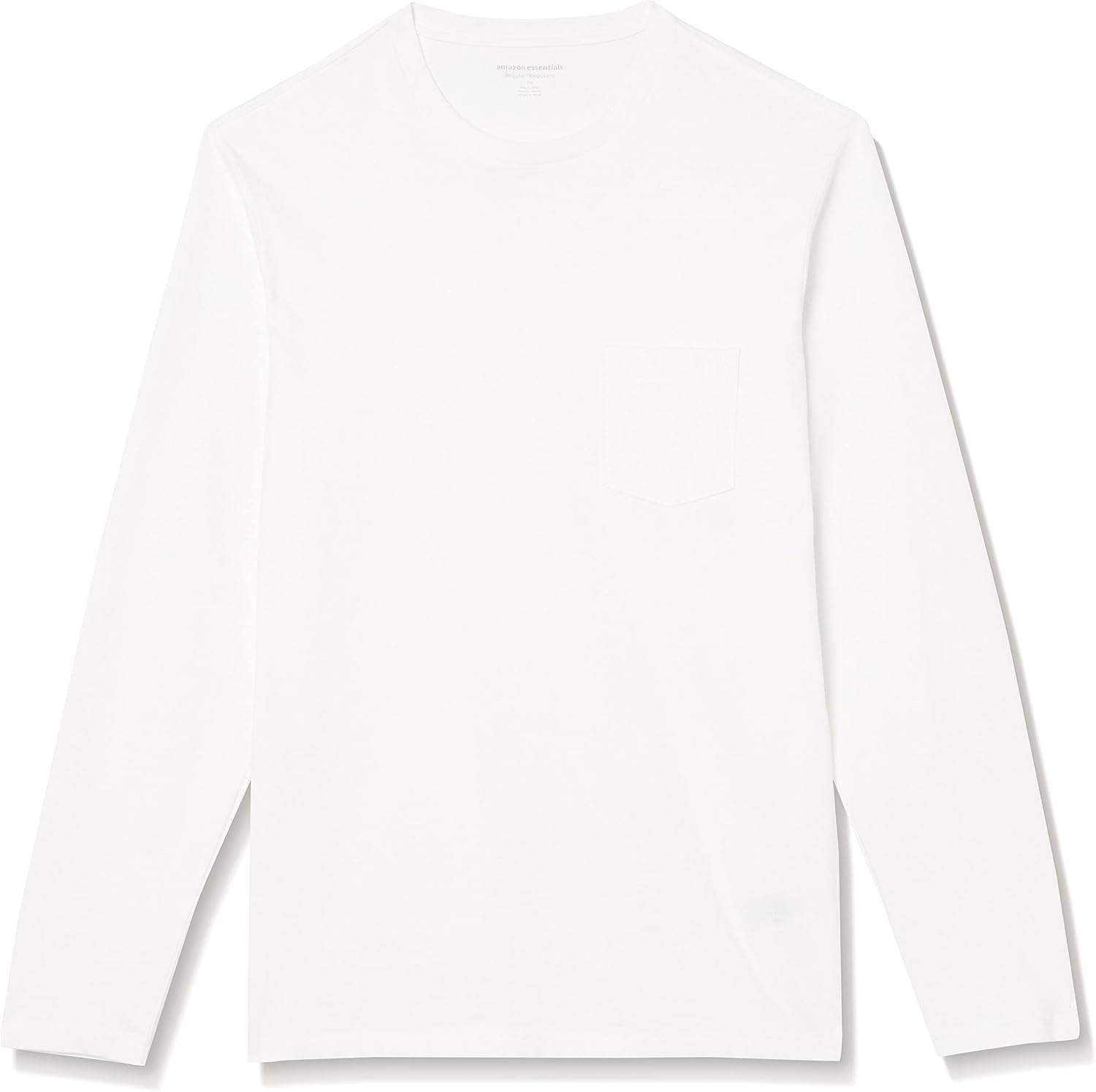 image:imageAmazon Essentials Mens RegularFit Crewneck LongSleeve TShirt Casual Cotton JerseyWhite