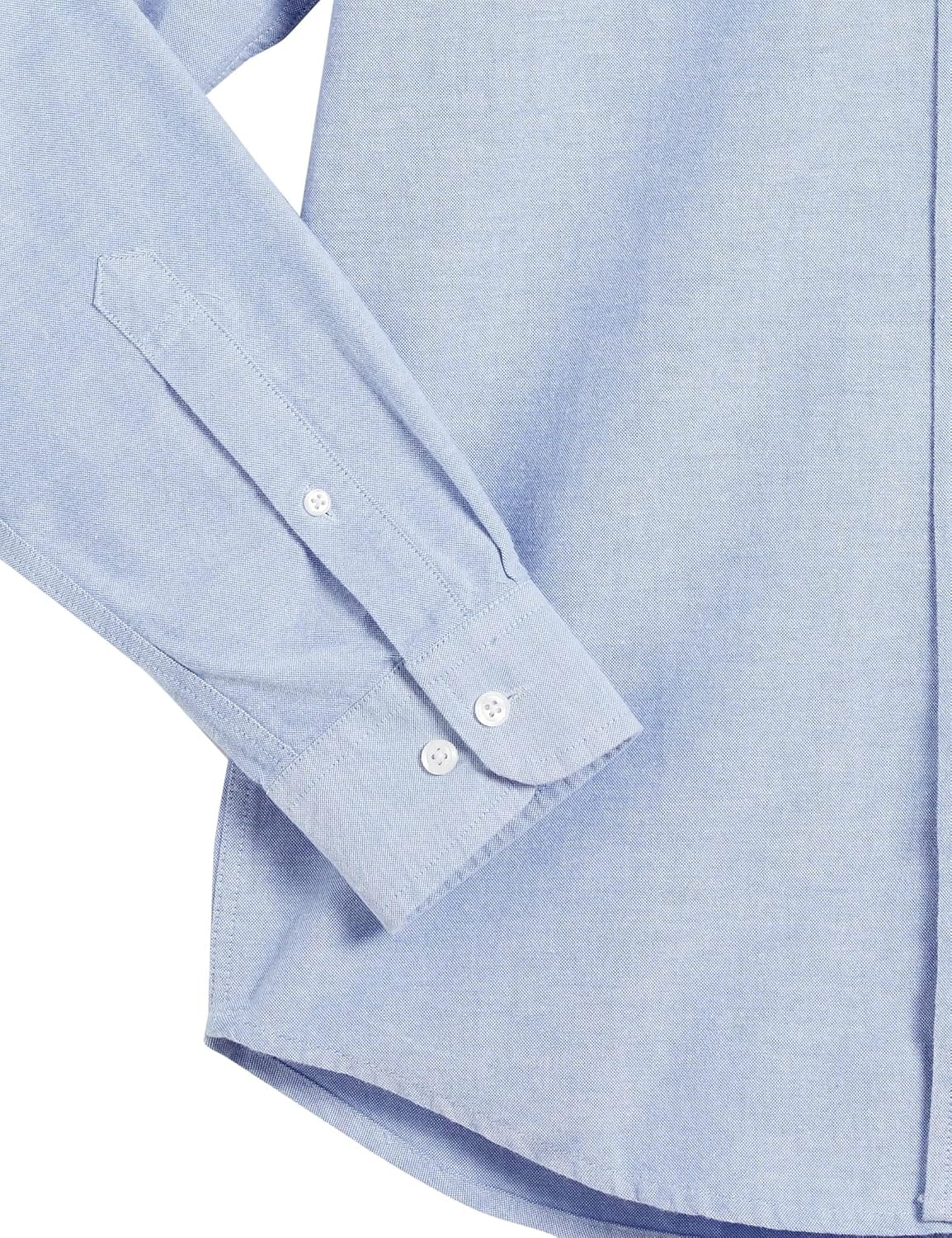 image:imageAmazon Essentials Mens RegularFit Long Sleeve Oxford Shirt 100 CottonBlue