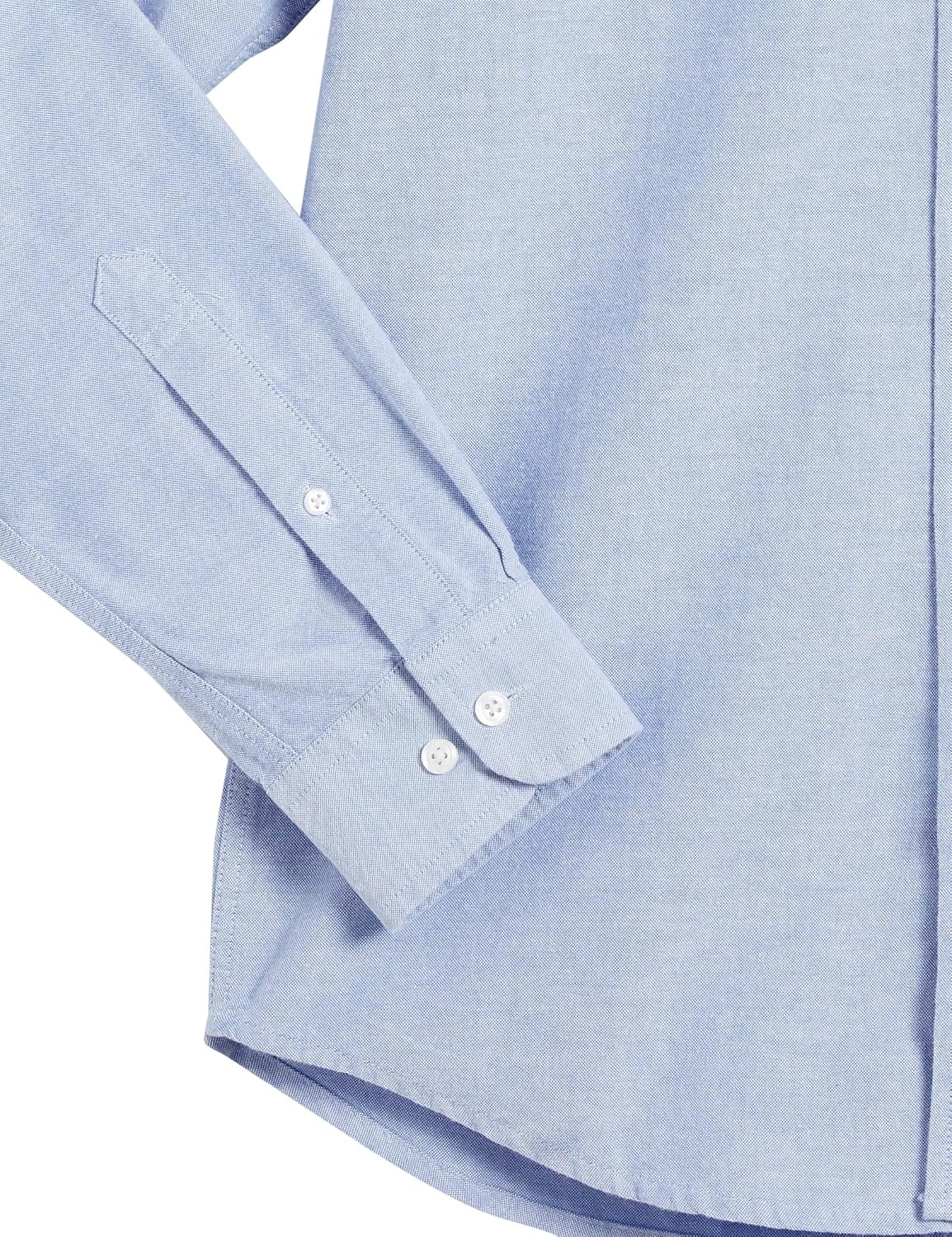 image:imageAmazon Essentials Mens RegularFit Long Sleeve Oxford Shirt 100 CottonBlue