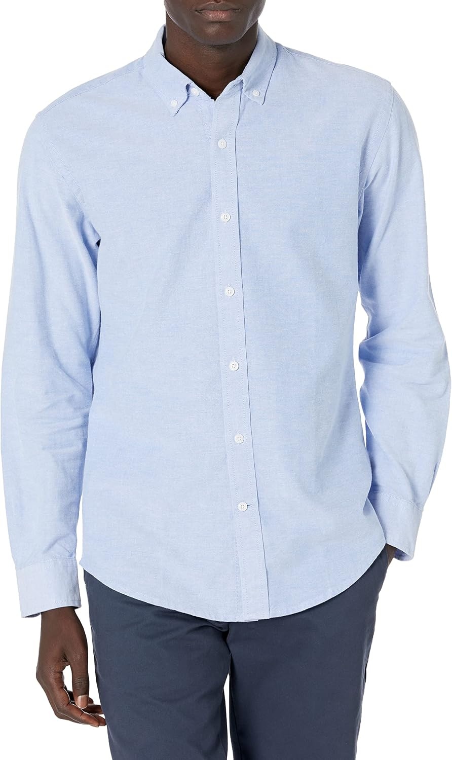 image:imageAmazon Essentials Mens RegularFit Long Sleeve Oxford Shirt 100 CottonBlue