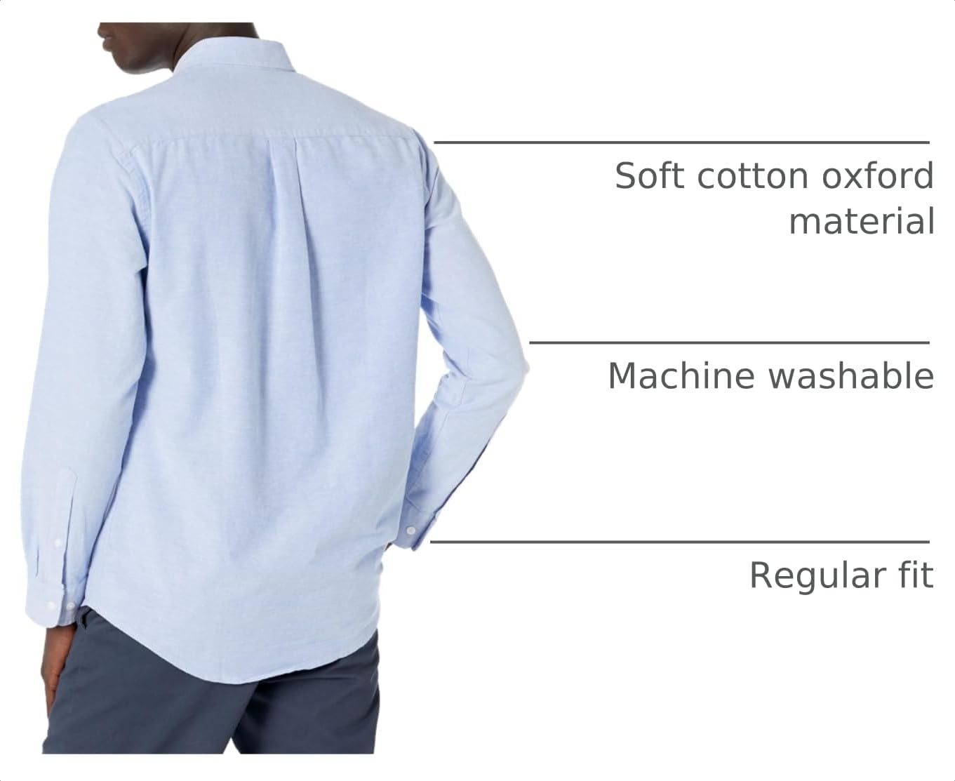 image:imageAmazon Essentials Mens RegularFit Long Sleeve Oxford Shirt 100 CottonBlue