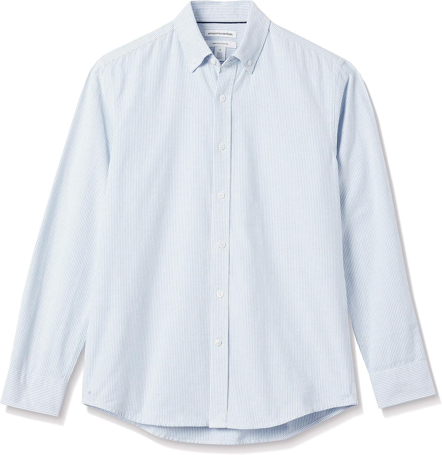 image:imageAmazon Essentials Mens RegularFit Long Sleeve Oxford Shirt 100 CottonBlue Stripe