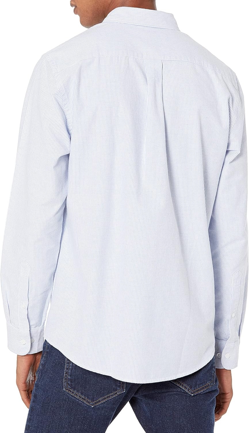 image:imageAmazon Essentials Mens RegularFit Long Sleeve Oxford Shirt 100 CottonBlue Stripe