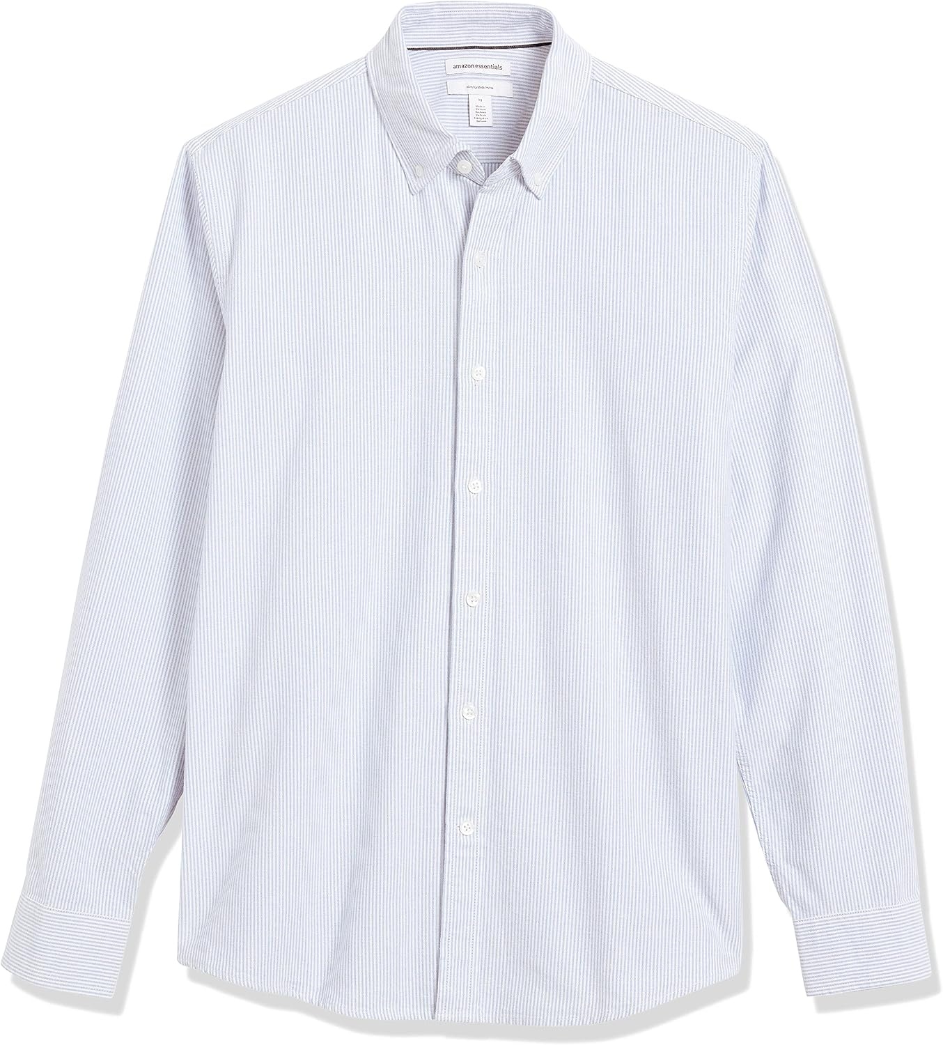 image:imageAmazon Essentials Mens RegularFit Long Sleeve Oxford Shirt 100 CottonBlue Stripe
