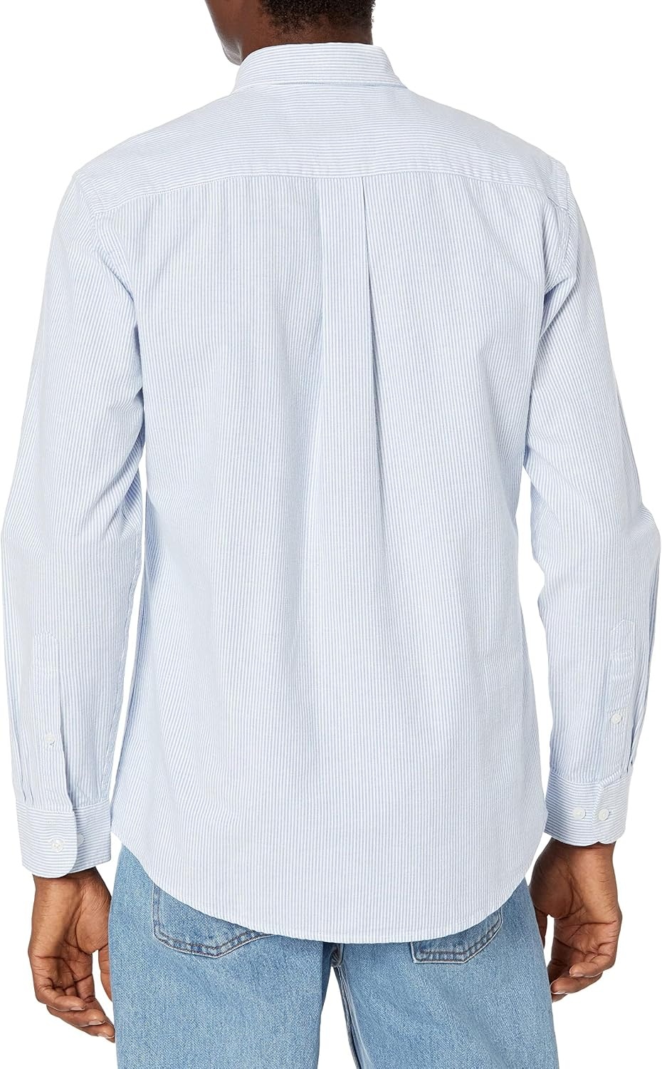 image:imageAmazon Essentials Mens RegularFit Long Sleeve Oxford Shirt 100 CottonBlue Stripe