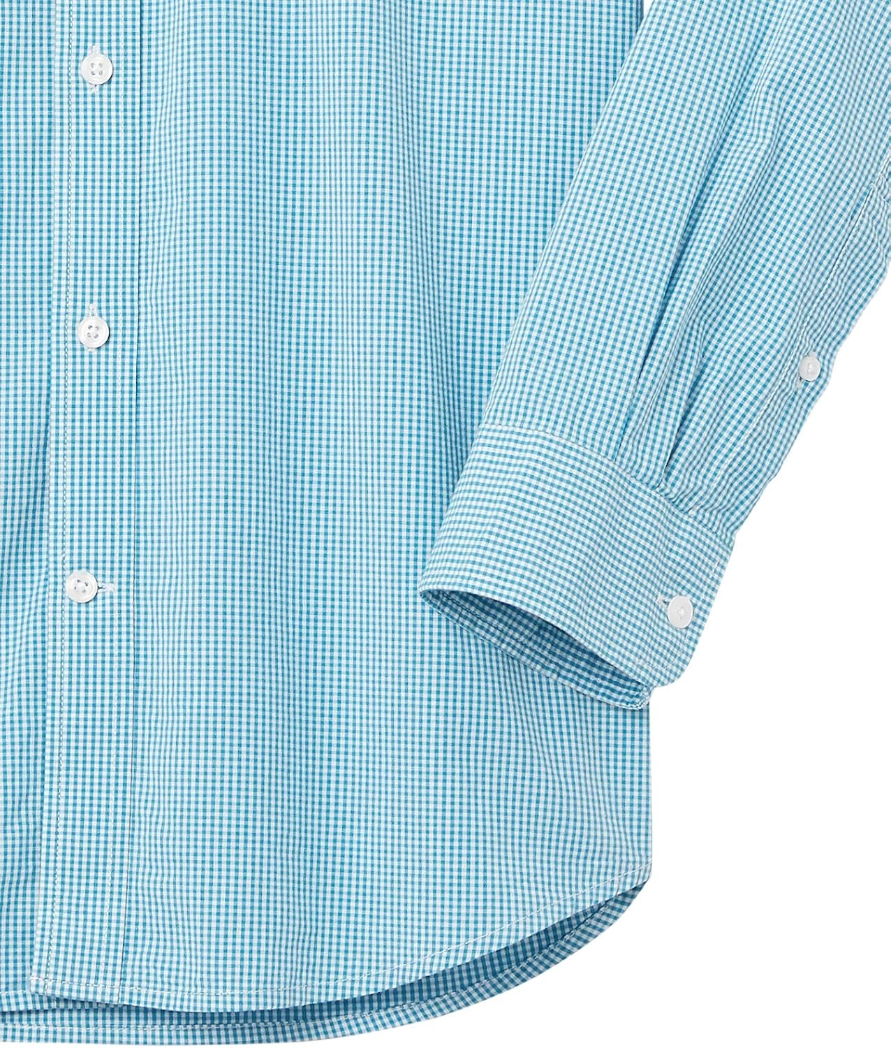 image:imageAmazon Essentials Mens RegularFit LongSleeve Casual Poplin Shirt Button Front Business Casual CollaredAqua Minigingham