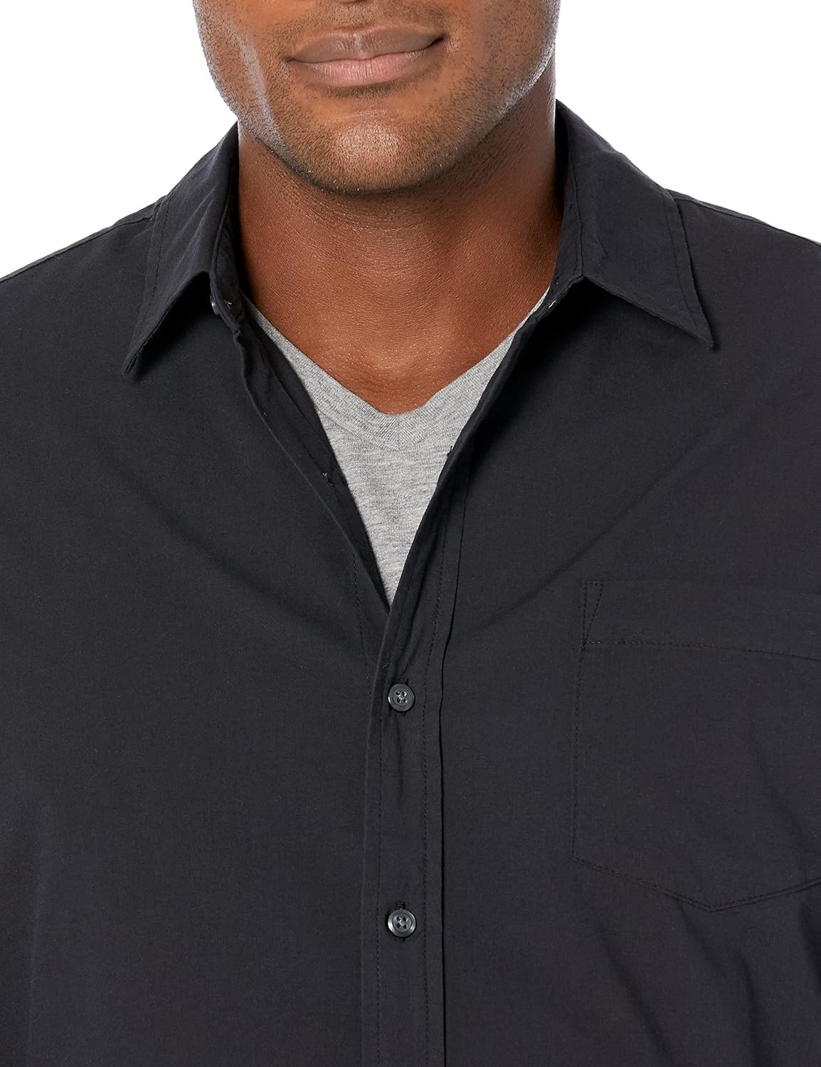 image:imageAmazon Essentials Mens RegularFit LongSleeve Casual Poplin Shirt Button Front Business Casual CollaredBlack