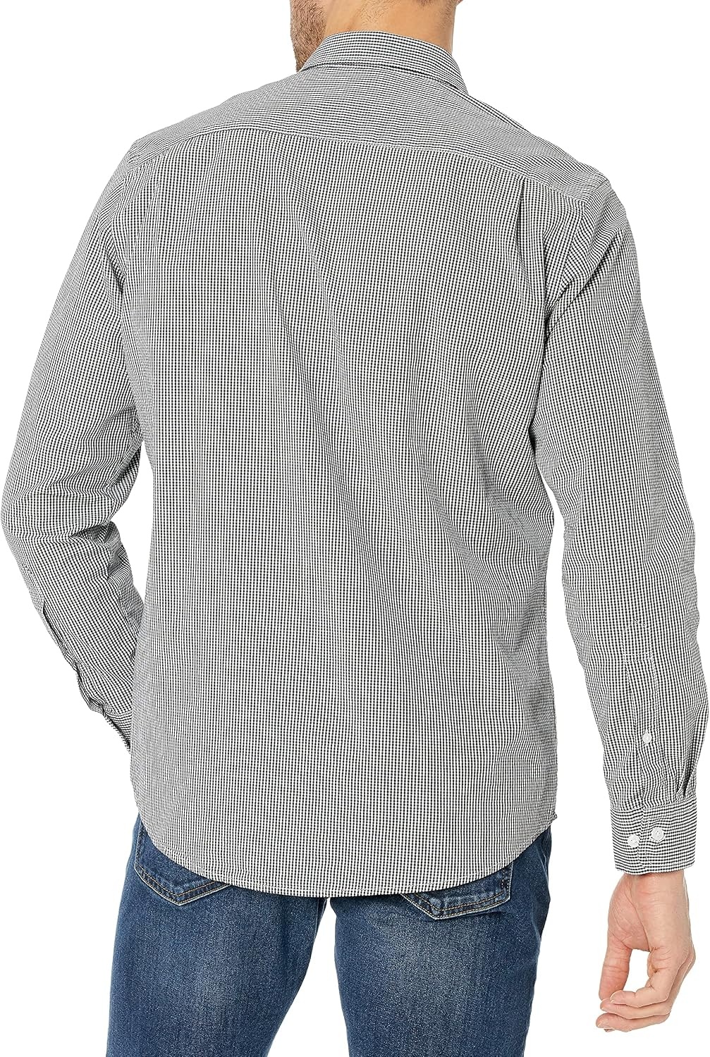 image:imageAmazon Essentials Mens RegularFit LongSleeve Casual Poplin Shirt Button Front Business Casual CollaredBlack Gingham