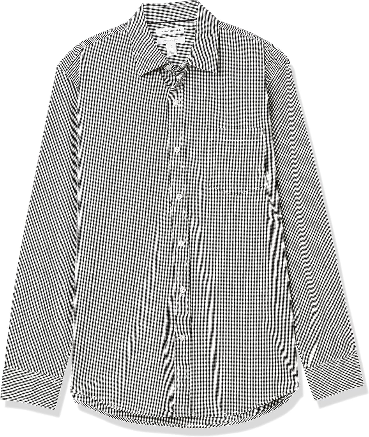 image:imageAmazon Essentials Mens RegularFit LongSleeve Casual Poplin Shirt Button Front Business Casual CollaredBlack Gingham