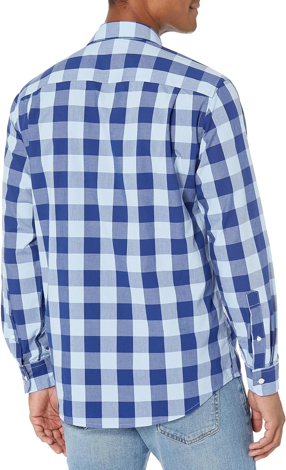 image:imageAmazon Essentials Mens RegularFit LongSleeve Casual Poplin Shirt Button Front Business Casual CollaredBlue Buffalo