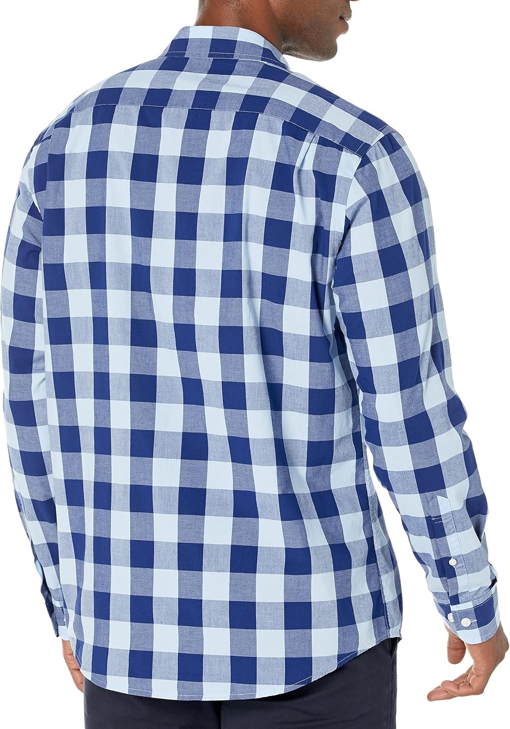image:imageAmazon Essentials Mens RegularFit LongSleeve Casual Poplin Shirt Button Front Business Casual CollaredBlue Buffalo Check