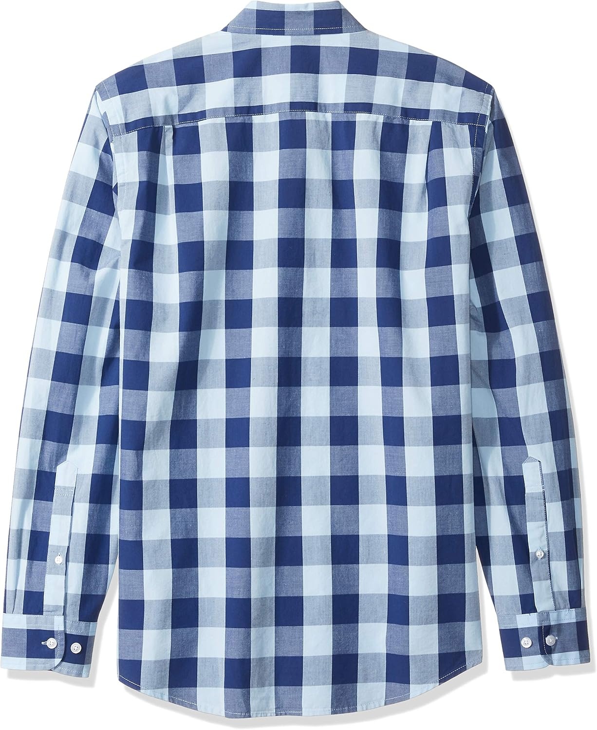 image:imageAmazon Essentials Mens RegularFit LongSleeve Casual Poplin Shirt Button Front Business Casual CollaredBlue Buffalo Check