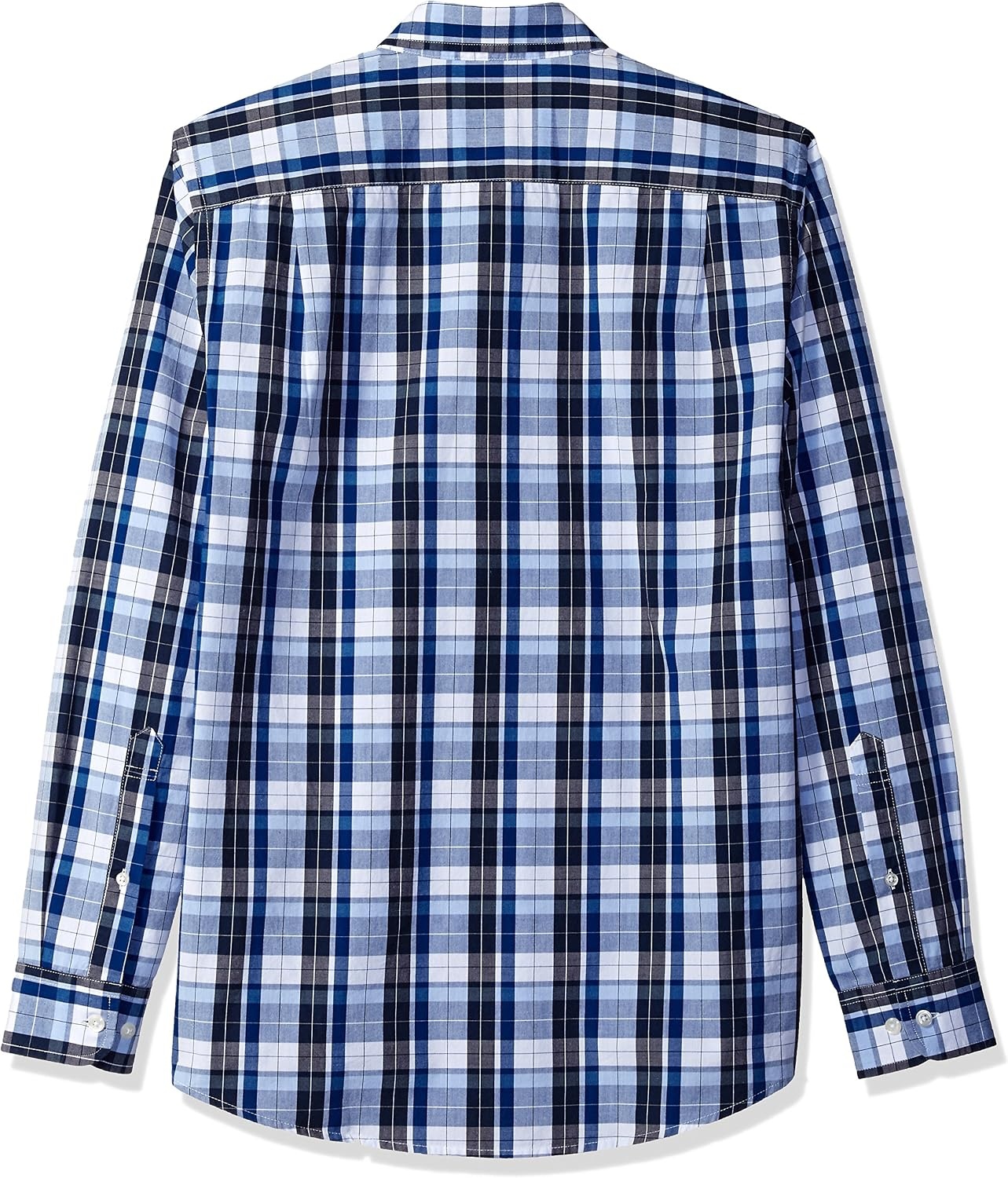 image:imageAmazon Essentials Mens RegularFit LongSleeve Casual Poplin Shirt Button Front Business Casual CollaredBlue Charcoal Plaid