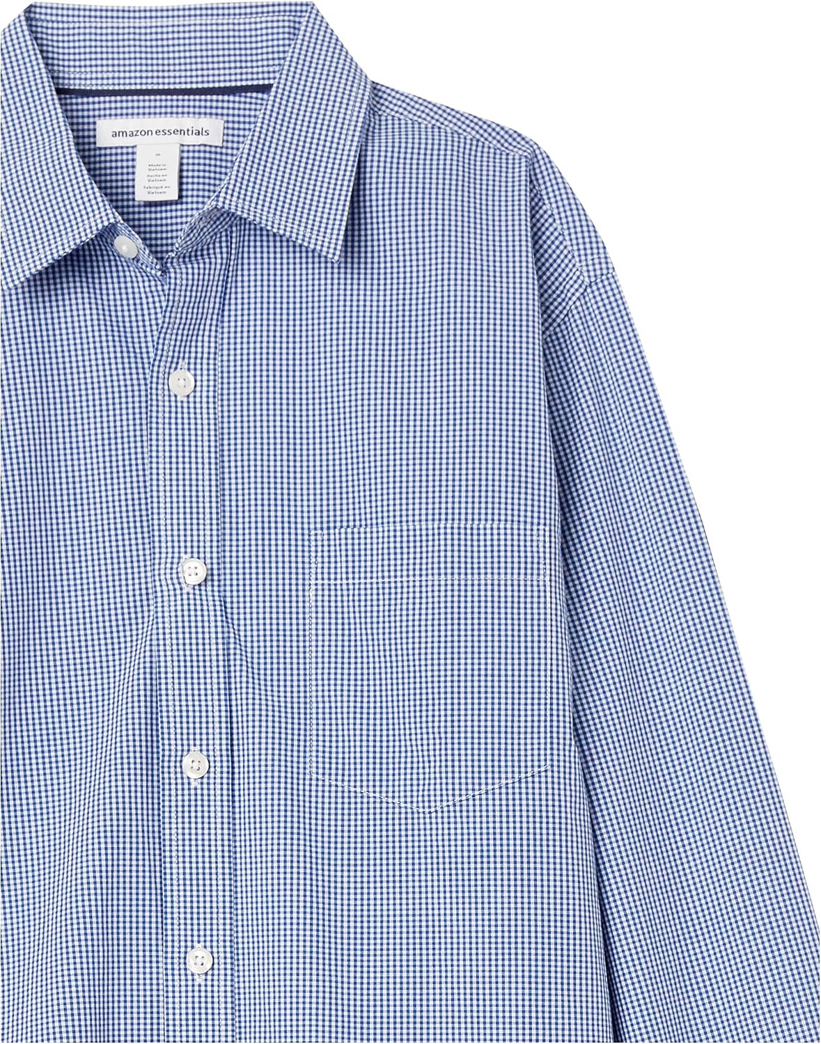 image:imageAmazon Essentials Mens RegularFit LongSleeve Casual Poplin Shirt Button Front Business Casual CollaredBlue Gingham