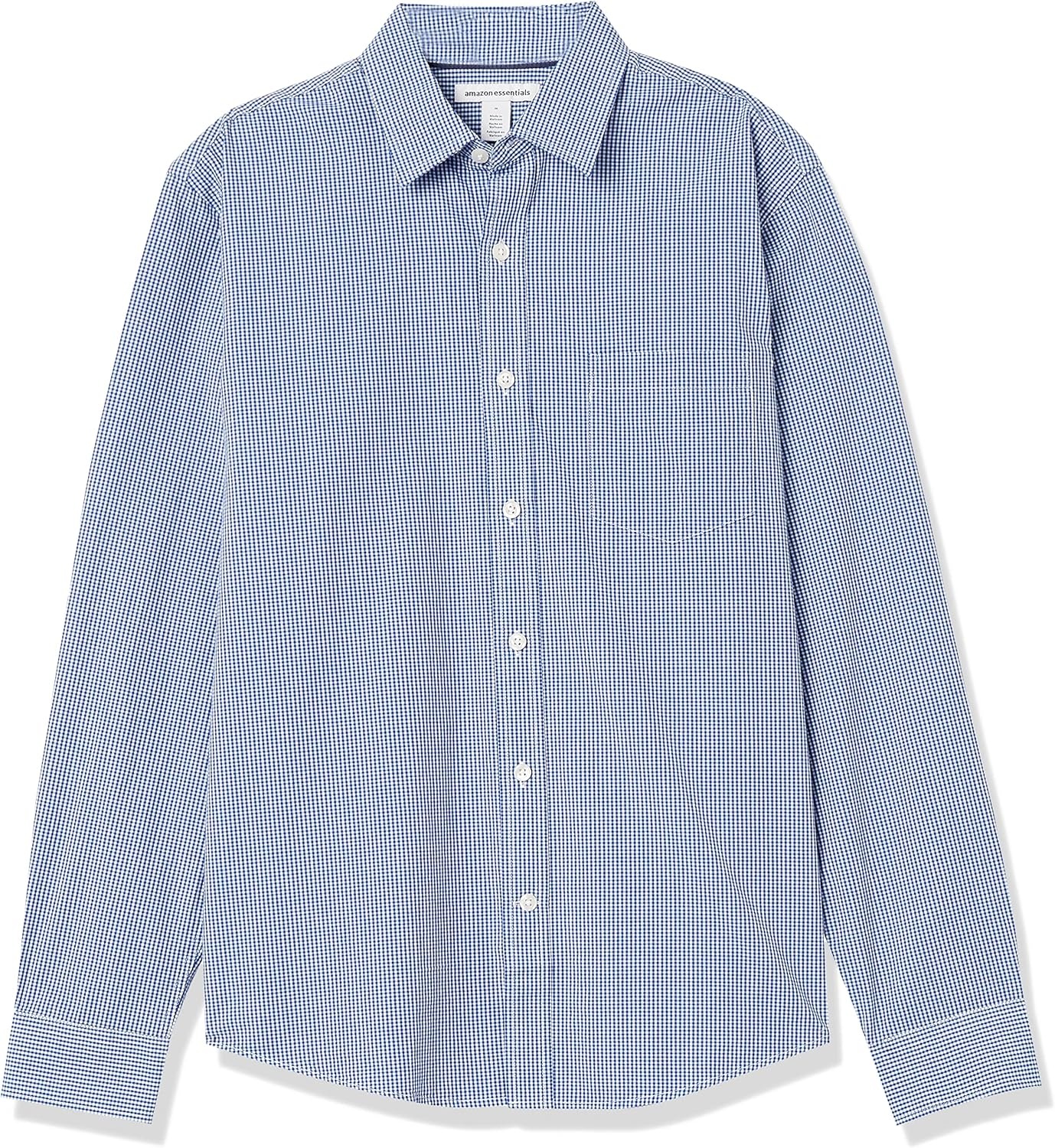 image:imageAmazon Essentials Mens RegularFit LongSleeve Casual Poplin Shirt Button Front Business Casual CollaredBlue Gingham