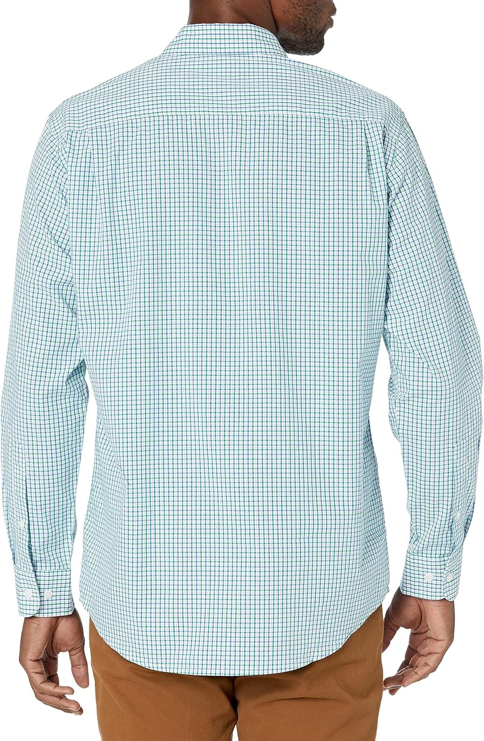 image:imageAmazon Essentials Mens RegularFit LongSleeve Casual Poplin Shirt Button Front Business Casual CollaredBlue Green Checked
