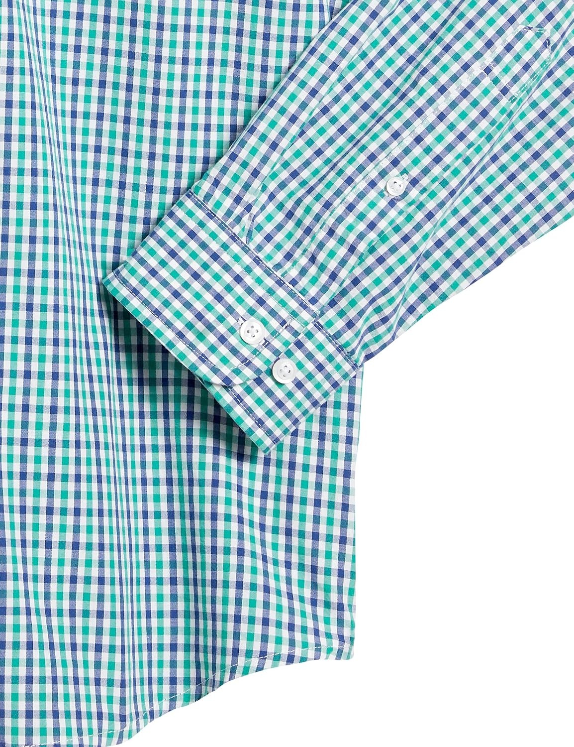image:imageAmazon Essentials Mens RegularFit LongSleeve Casual Poplin Shirt Button Front Business Casual CollaredBlue Green Gingham