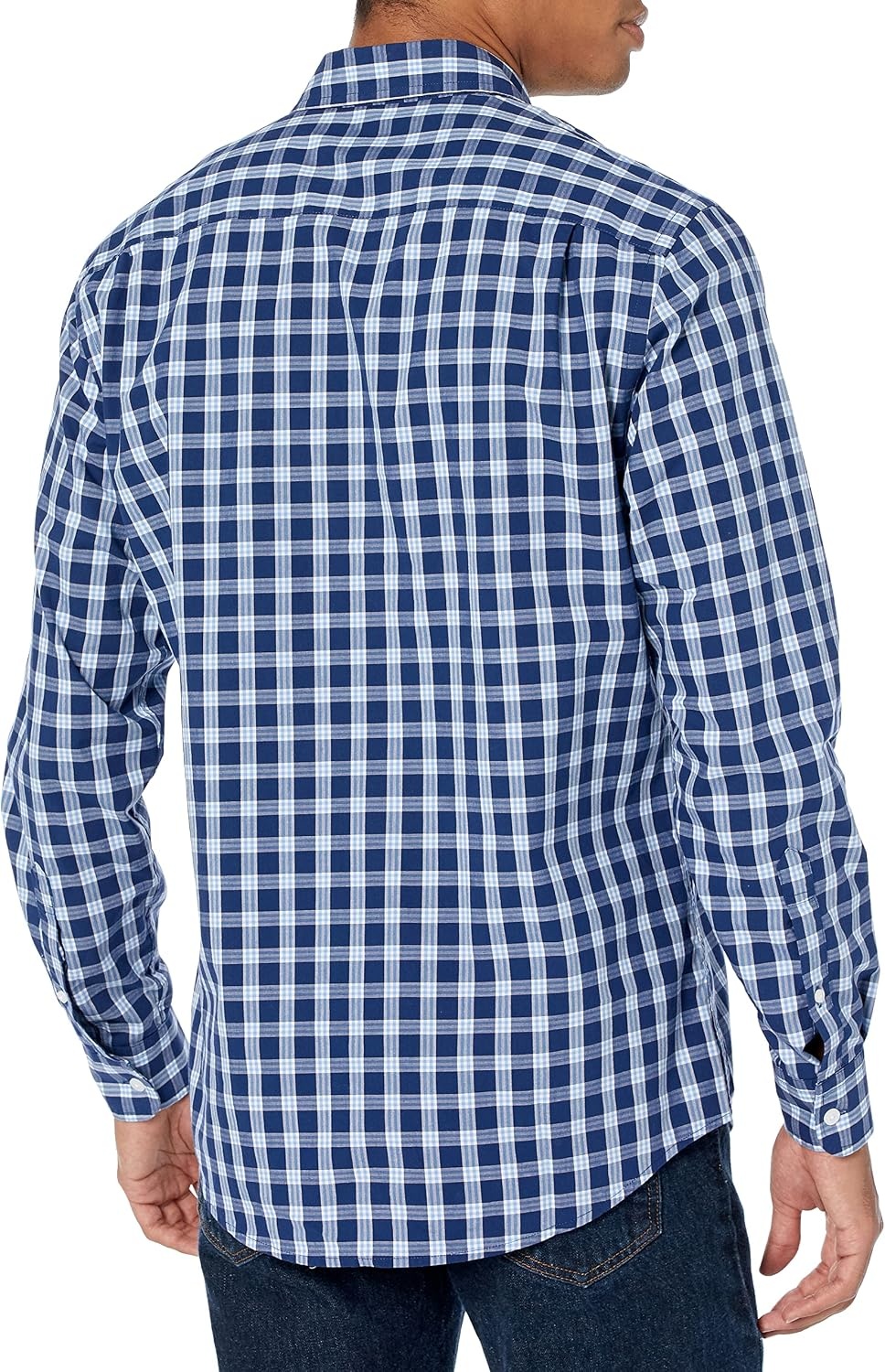 image:imageAmazon Essentials Mens RegularFit LongSleeve Casual Poplin Shirt Button Front Business Casual CollaredBlue PlaidRed