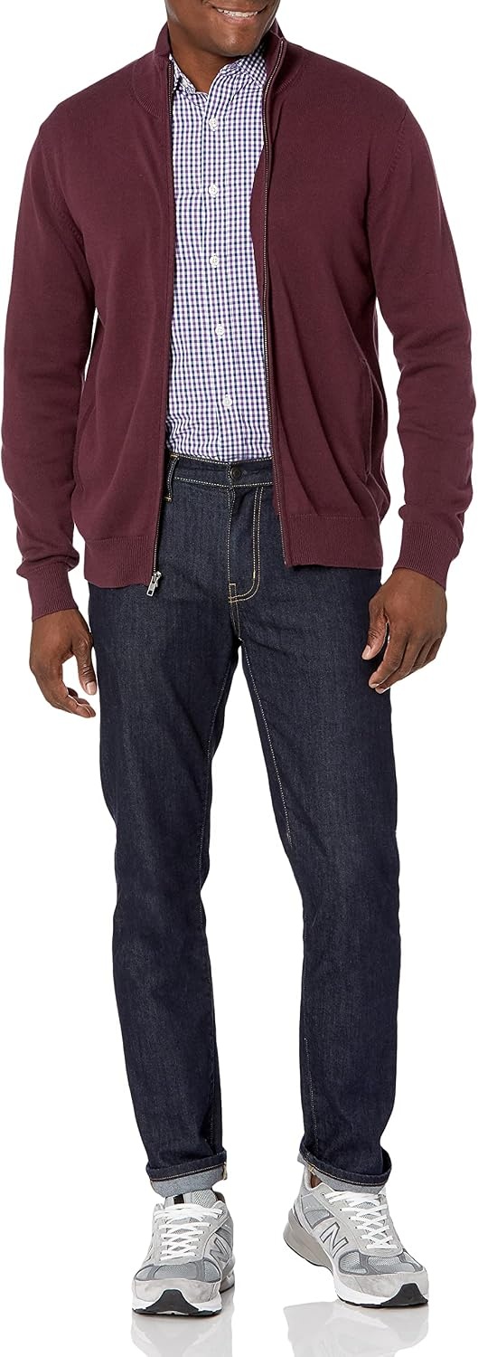 image:imageAmazon Essentials Mens RegularFit LongSleeve Casual Poplin Shirt Button Front Business Casual CollaredBlue Purple Gingham