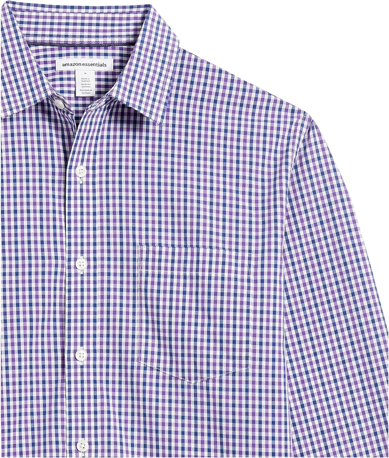 image:imageAmazon Essentials Mens RegularFit LongSleeve Casual Poplin Shirt Button Front Business Casual CollaredBlue Purple Gingham
