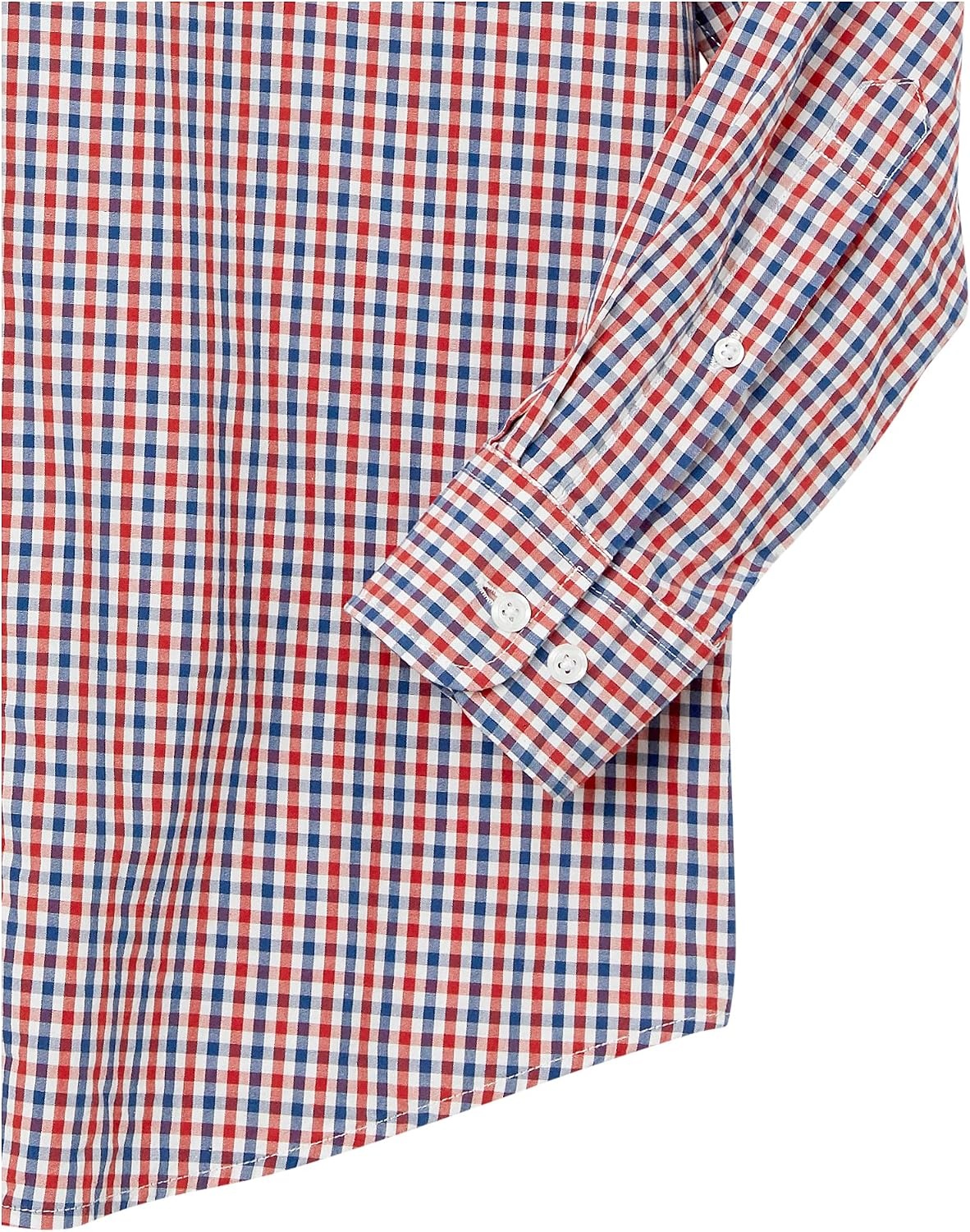 image:imageAmazon Essentials Mens RegularFit LongSleeve Casual Poplin Shirt Button Front Business Casual CollaredBlue Red Gingham