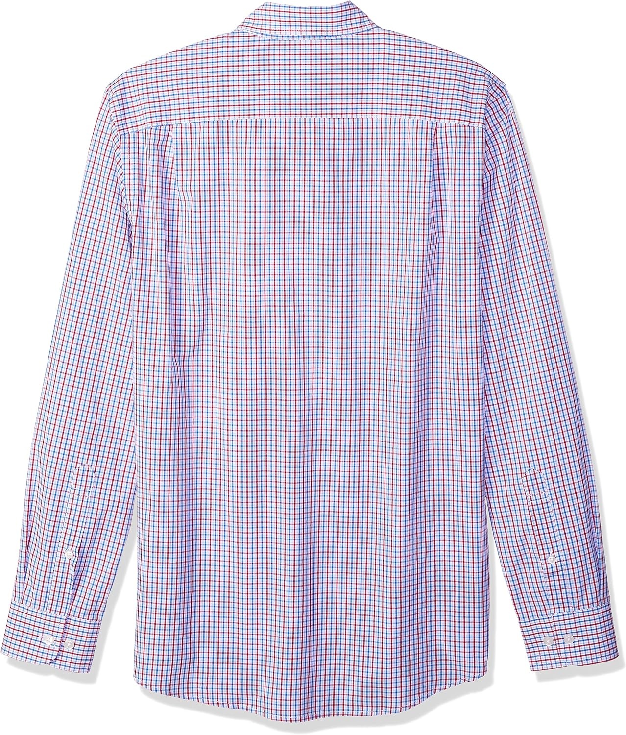 image:imageAmazon Essentials Mens RegularFit LongSleeve Casual Poplin Shirt Button Front Business Casual CollaredBlue Red Tattersall Plaid