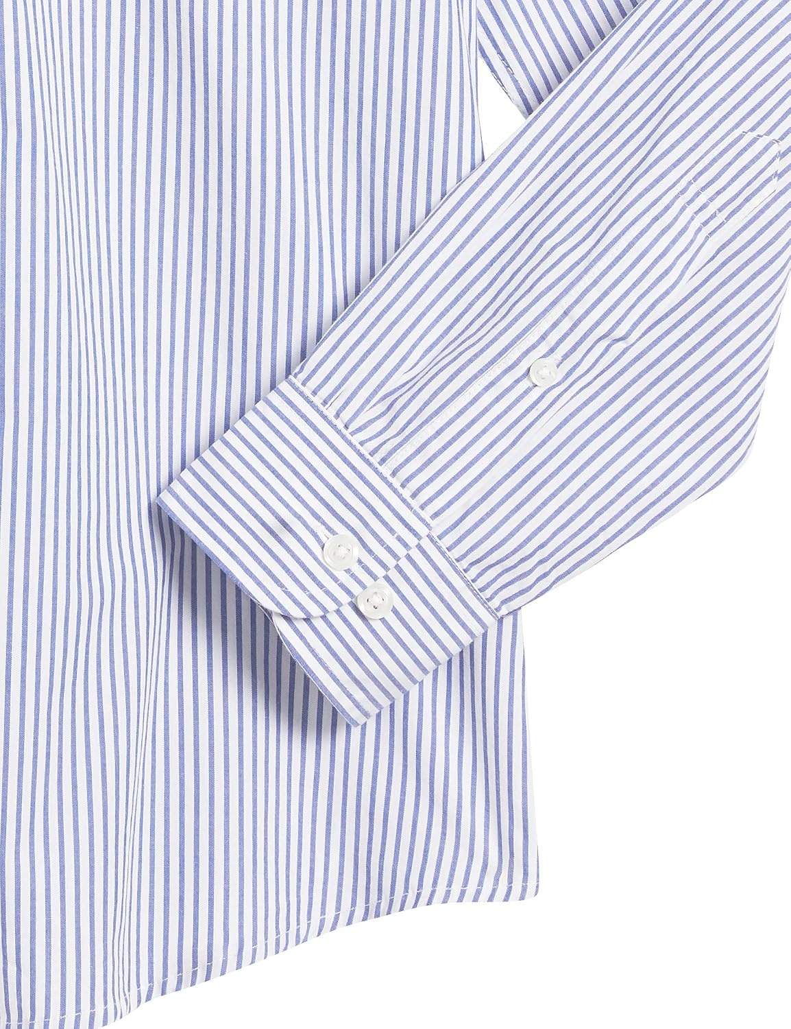 image:imageAmazon Essentials Mens RegularFit LongSleeve Casual Poplin Shirt Button Front Business Casual CollaredBlue White Vertical Stripe