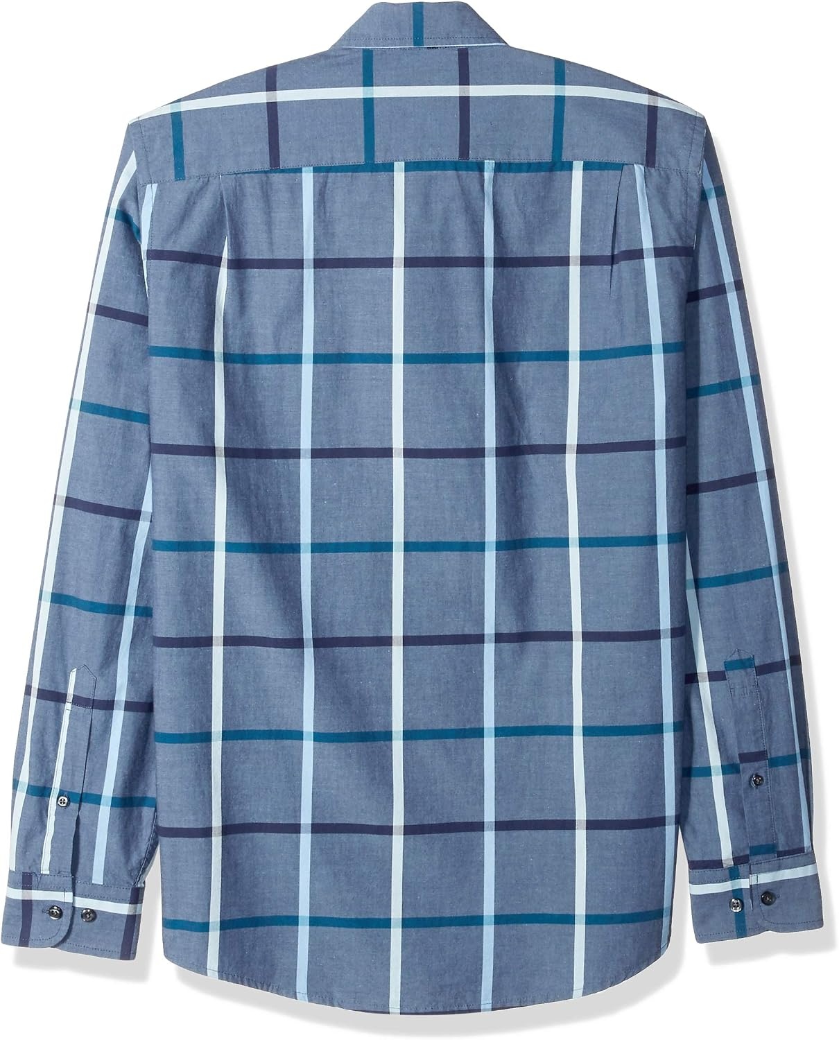 image:imageAmazon Essentials Mens RegularFit LongSleeve Casual Poplin Shirt Button Front Business Casual CollaredDenim Large Plaid