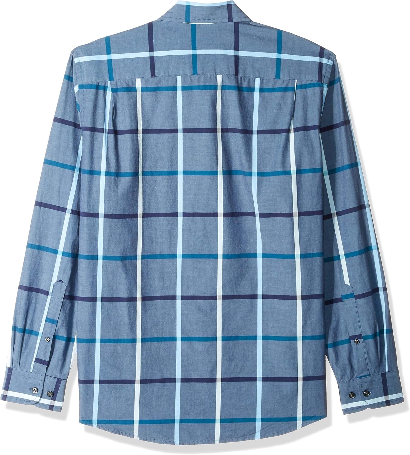 image:imageAmazon Essentials Mens RegularFit LongSleeve Casual Poplin Shirt Button Front Business Casual CollaredDenim Large Plaid