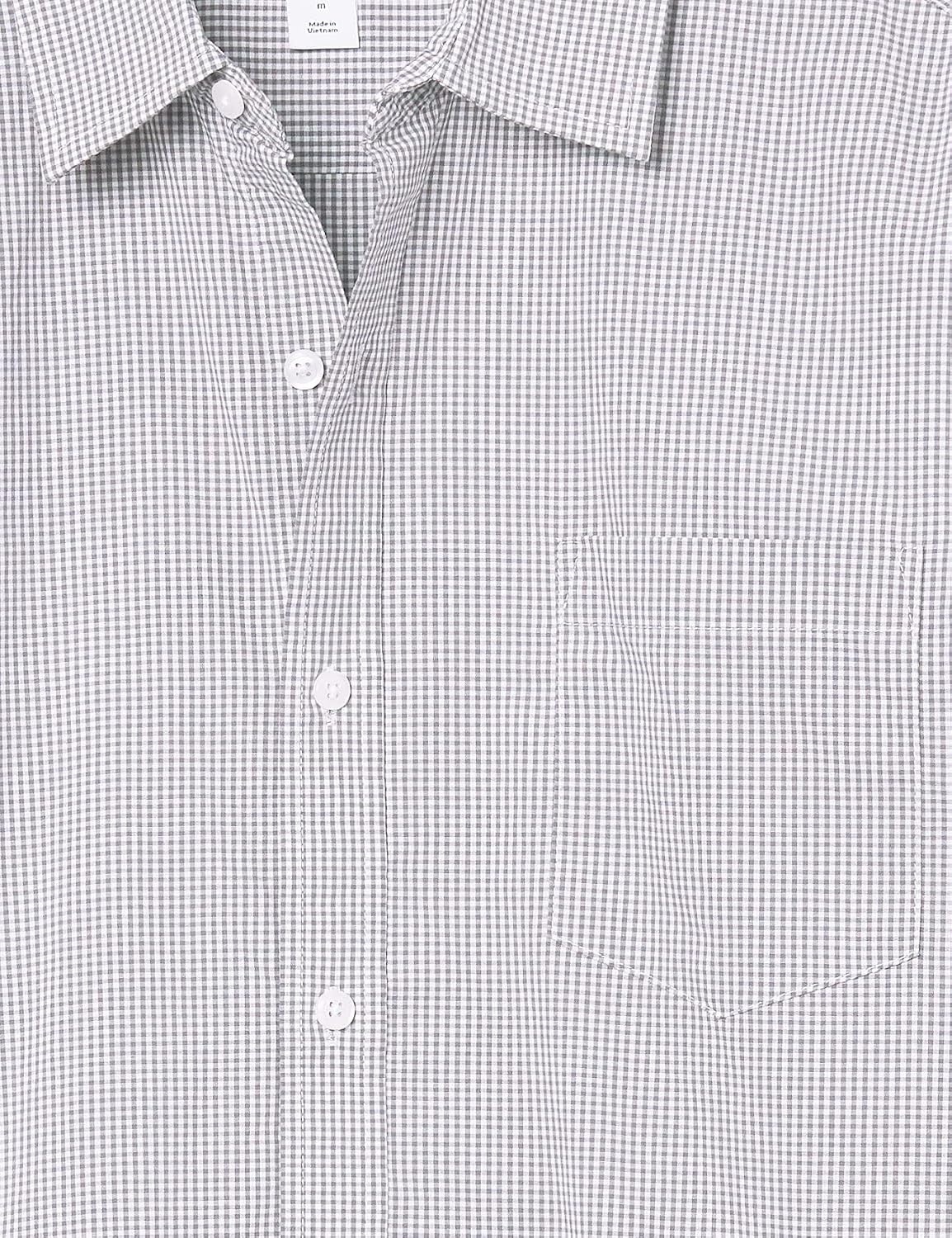 image:imageAmazon Essentials Mens RegularFit LongSleeve Casual Poplin Shirt Button Front Business Casual CollaredGrey Gingham