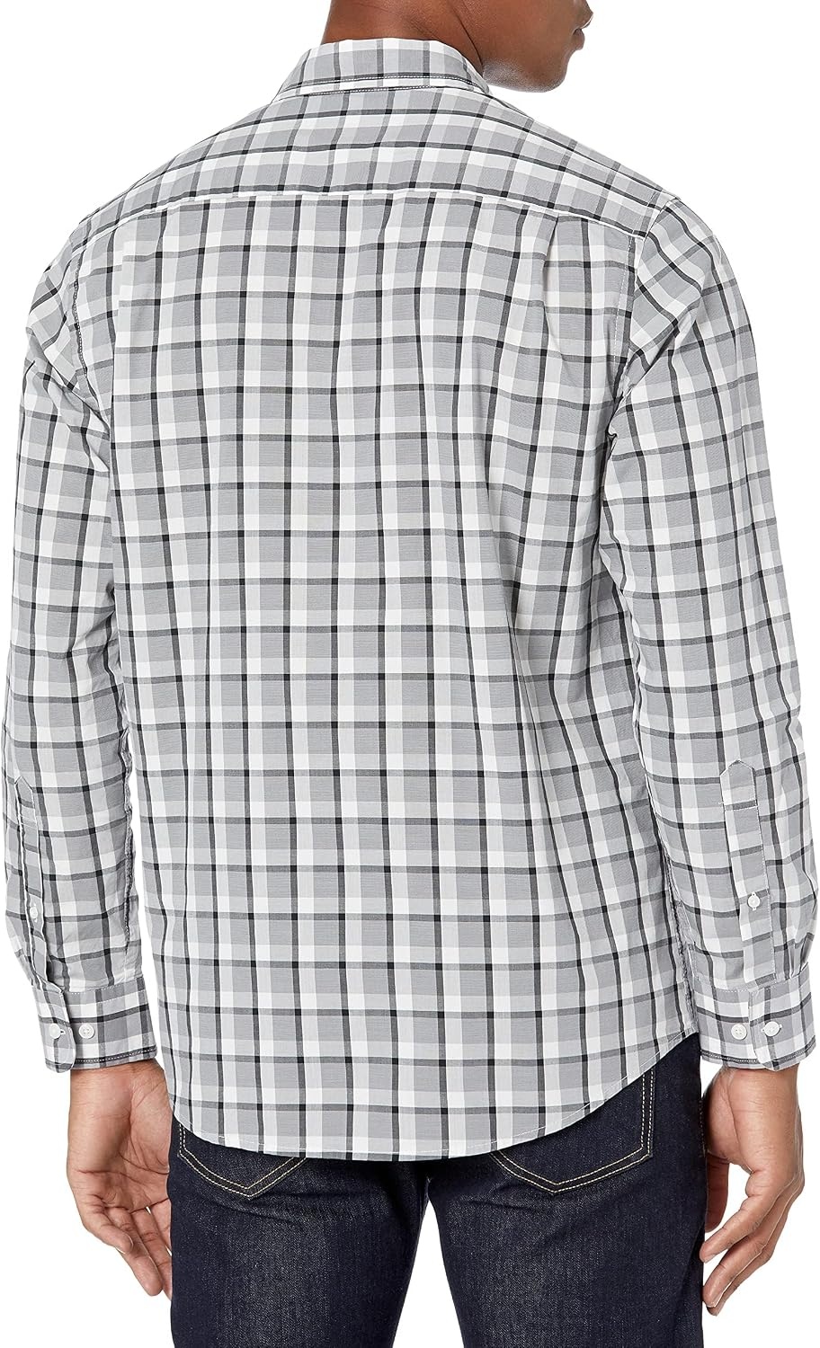 image:imageAmazon Essentials Mens RegularFit LongSleeve Casual Poplin Shirt Button Front Business Casual CollaredGrey Plaid