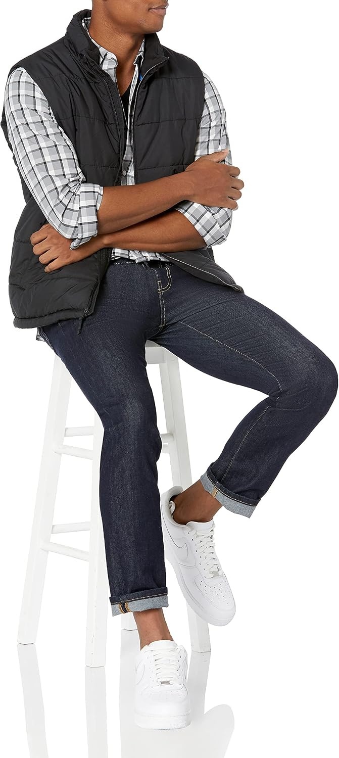 image:imageAmazon Essentials Mens RegularFit LongSleeve Casual Poplin Shirt Button Front Business Casual CollaredGrey Plaid
