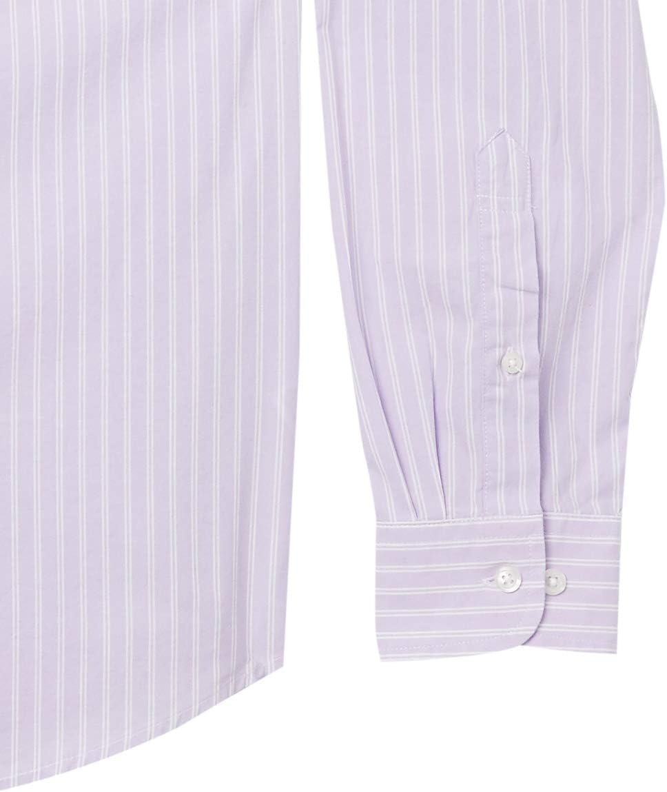image:imageAmazon Essentials Mens RegularFit LongSleeve Casual Poplin Shirt Button Front Business Casual CollaredLavenderWhite Stripe