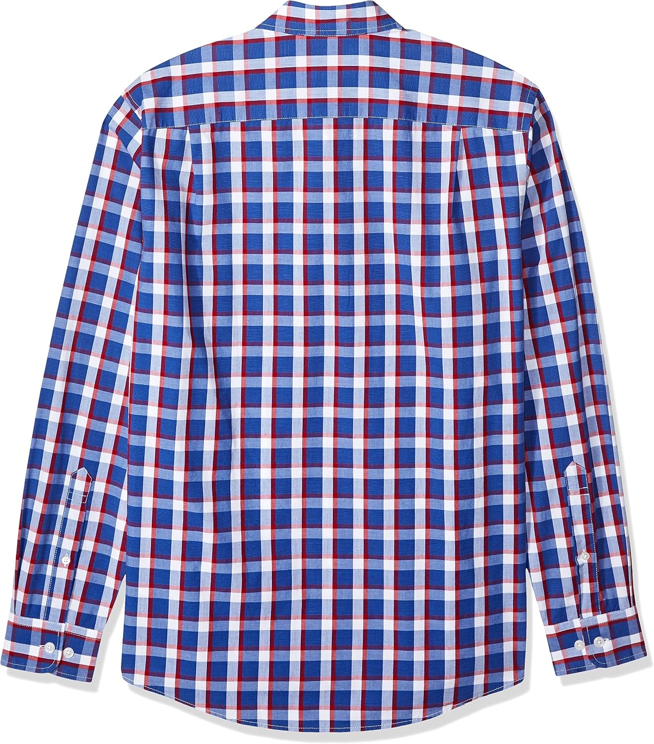 image:imageAmazon Essentials Mens RegularFit LongSleeve Casual Poplin Shirt Button Front Business Casual CollaredLight Blue Red Plaid
