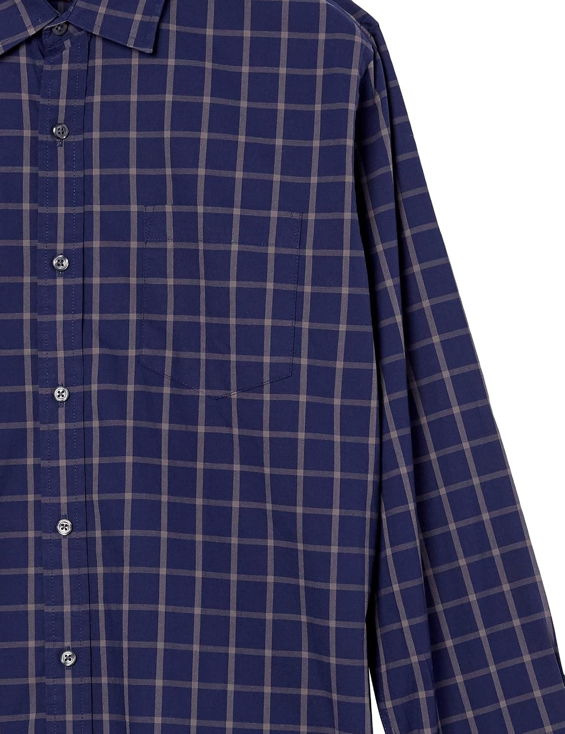 image:imageAmazon Essentials Mens RegularFit LongSleeve Casual Poplin Shirt Button Front Business Casual CollaredNavy Windowpane