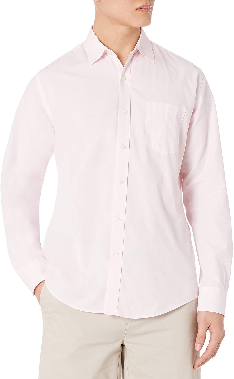 image:imageAmazon Essentials Mens RegularFit LongSleeve Casual Poplin Shirt Button Front Business Casual CollaredPink