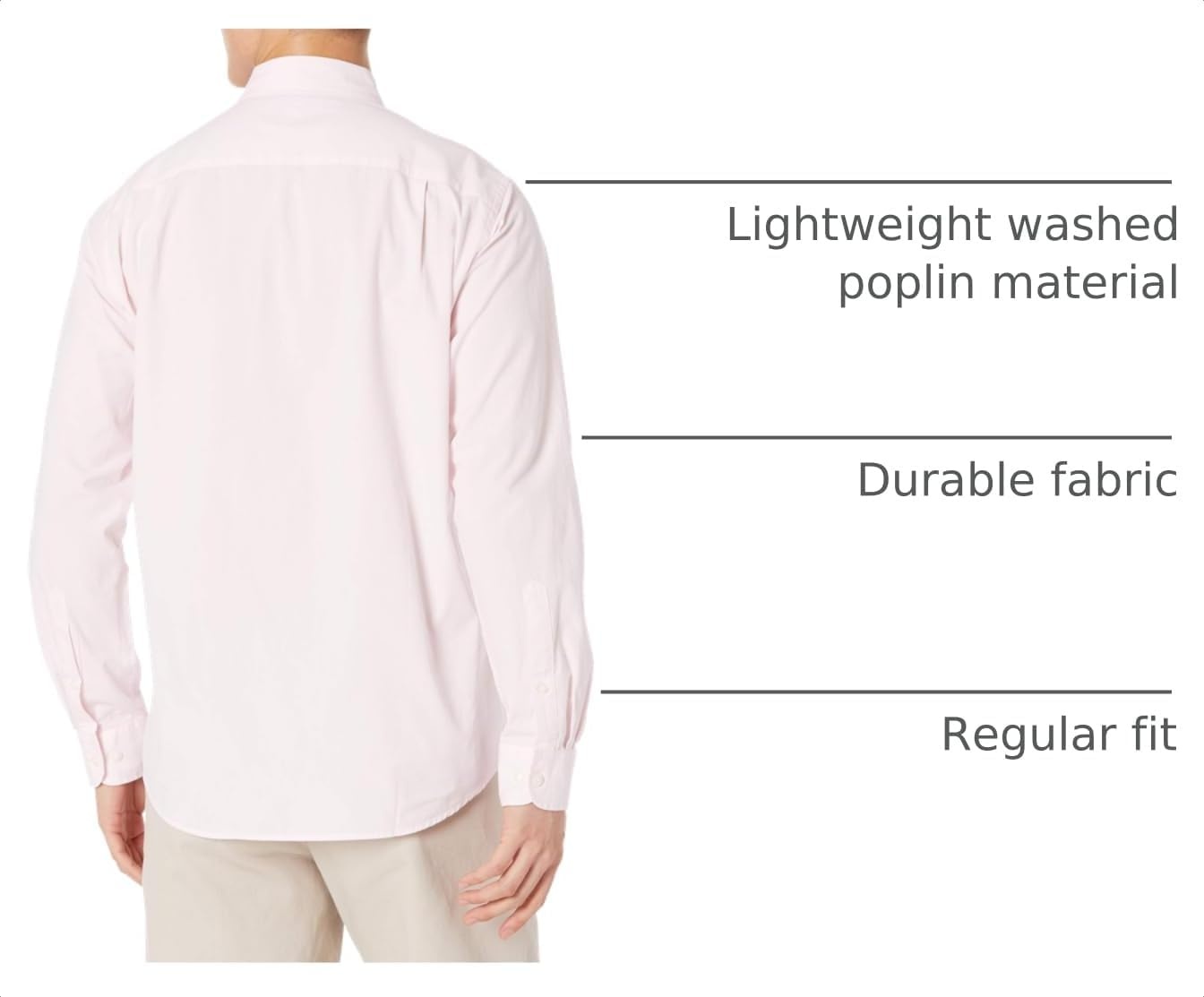 image:imageAmazon Essentials Mens RegularFit LongSleeve Casual Poplin Shirt Button Front Business Casual CollaredPink