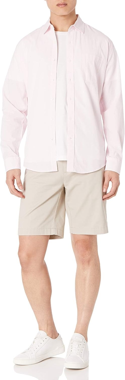 image:imageAmazon Essentials Mens RegularFit LongSleeve Casual Poplin Shirt Button Front Business Casual CollaredPink