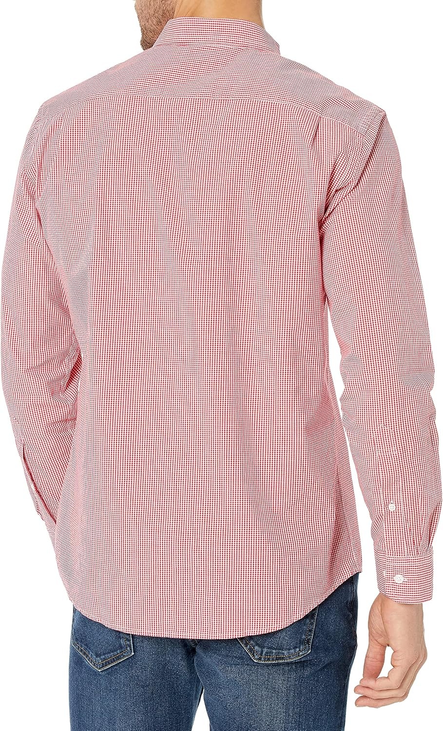 image:imageAmazon Essentials Mens RegularFit LongSleeve Casual Poplin Shirt Button Front Business Casual CollaredRed Minigingham