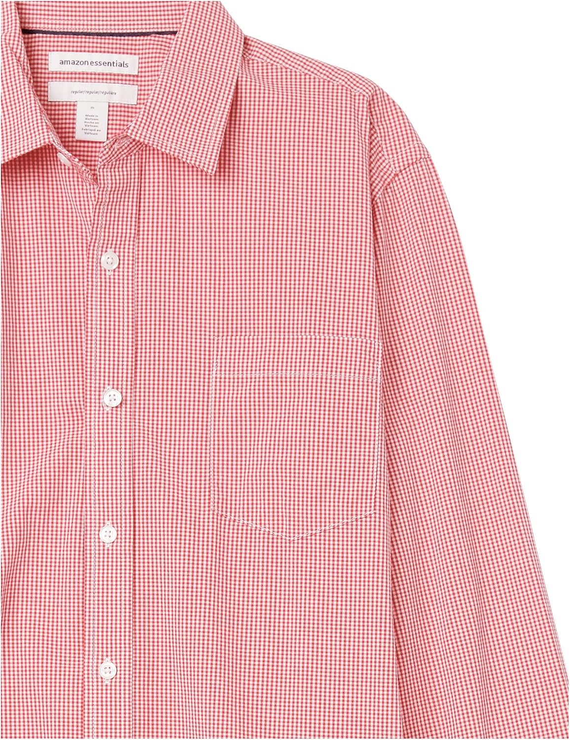 image:imageAmazon Essentials Mens RegularFit LongSleeve Casual Poplin Shirt Button Front Business Casual CollaredRed Minigingham