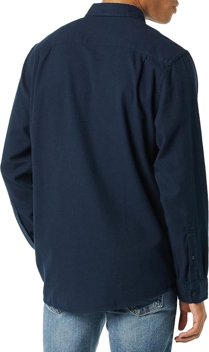 image:imageAmazon Essentials Mens RegularFit LongSleeve Flannel Shirt ButtonUp Cotton Twill Double Chest PocketsNavy