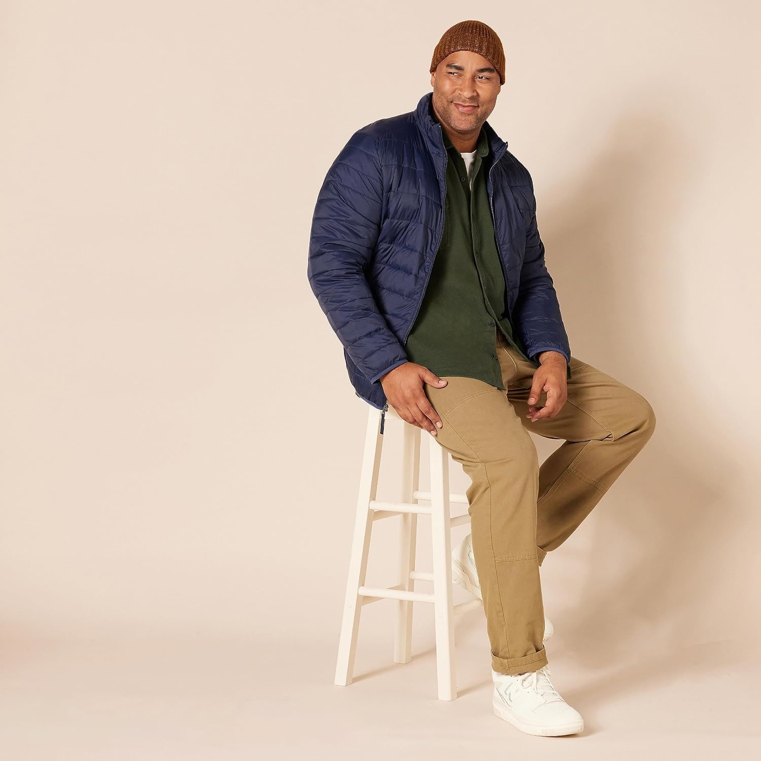 image:imageAmazon Essentials Mens RegularFit LongSleeve Flannel Shirt ButtonUp Cotton Twill Double Chest PocketsOlive Heather