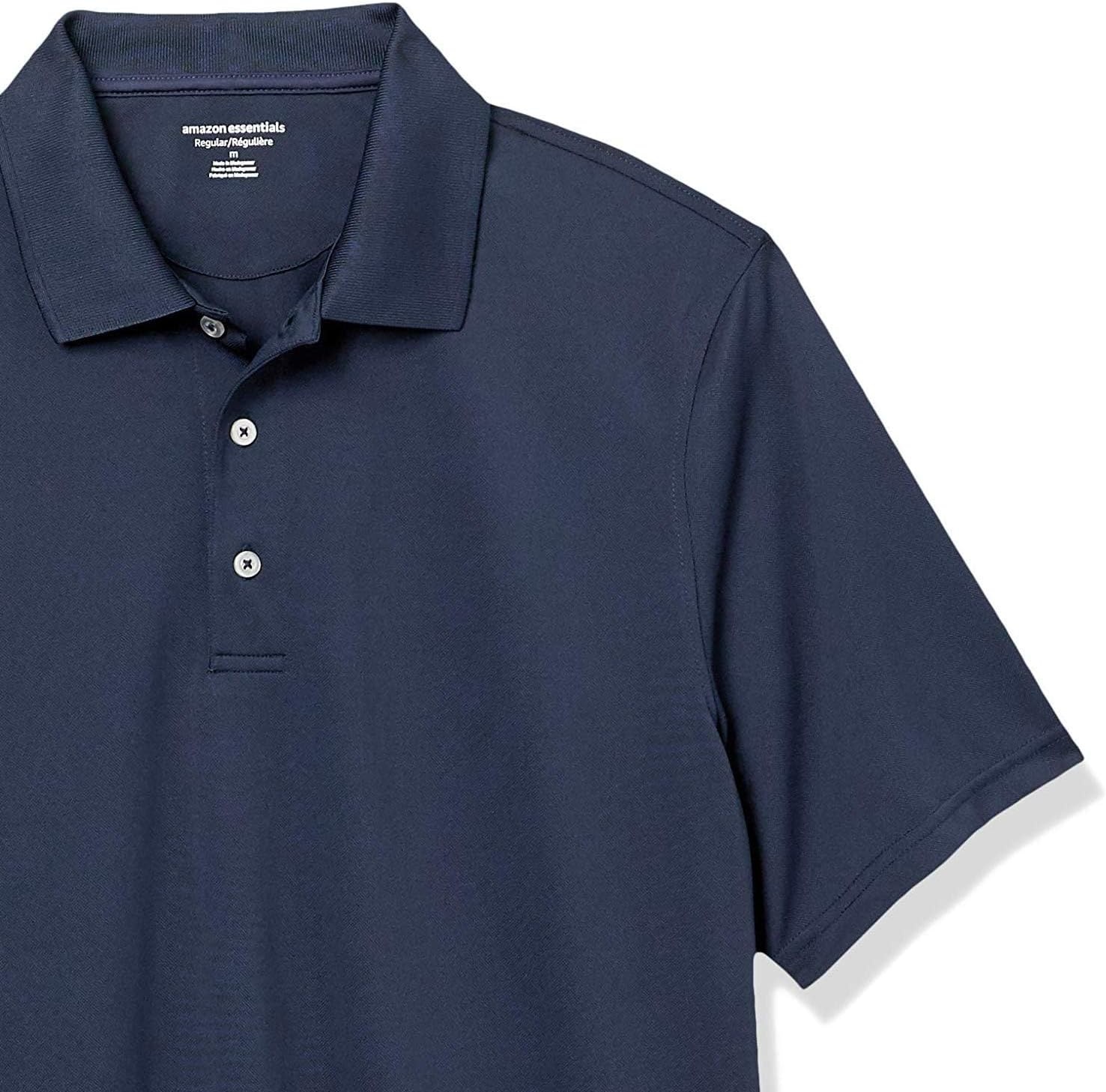 image:imageAmazon Essentials Mens RegularFit QuickDry Golf Polo Shirt Discontinued ColorsDark Navy